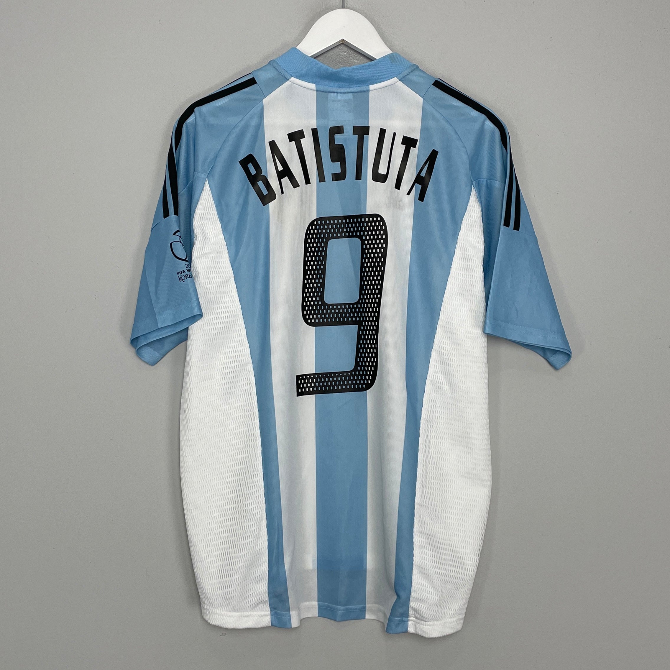 Shop 2002/04 ARGENTINA BATISTUTA #9 HOME SHIRT (L) ADIDAS, classic football shirts, vintage football shirts & retro soccer jerseys at Cult Kits