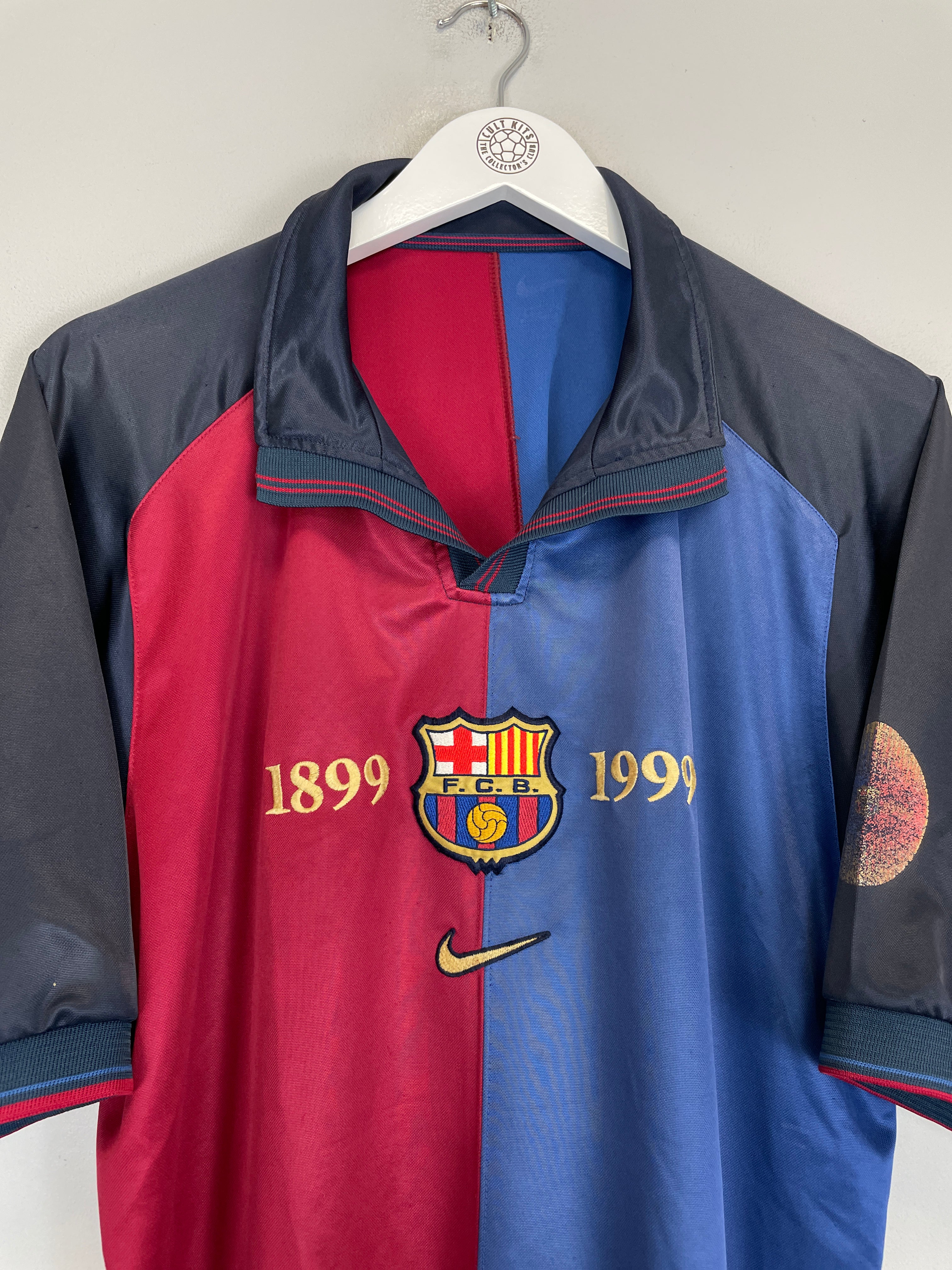 Shop 1998/99 BARCELONA *CENTENARY* HOME SHIRT (L) NIKE, classic football shirts, vintage football shirts & retro soccer jerseys at Cult Kits