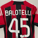 Shop 2012/13 AC MILAN BALOTELLI #45 HOME SHIRT (S) ADIDAS, classic football shirts, vintage football shirts & retro soccer jerseys at Cult Kits