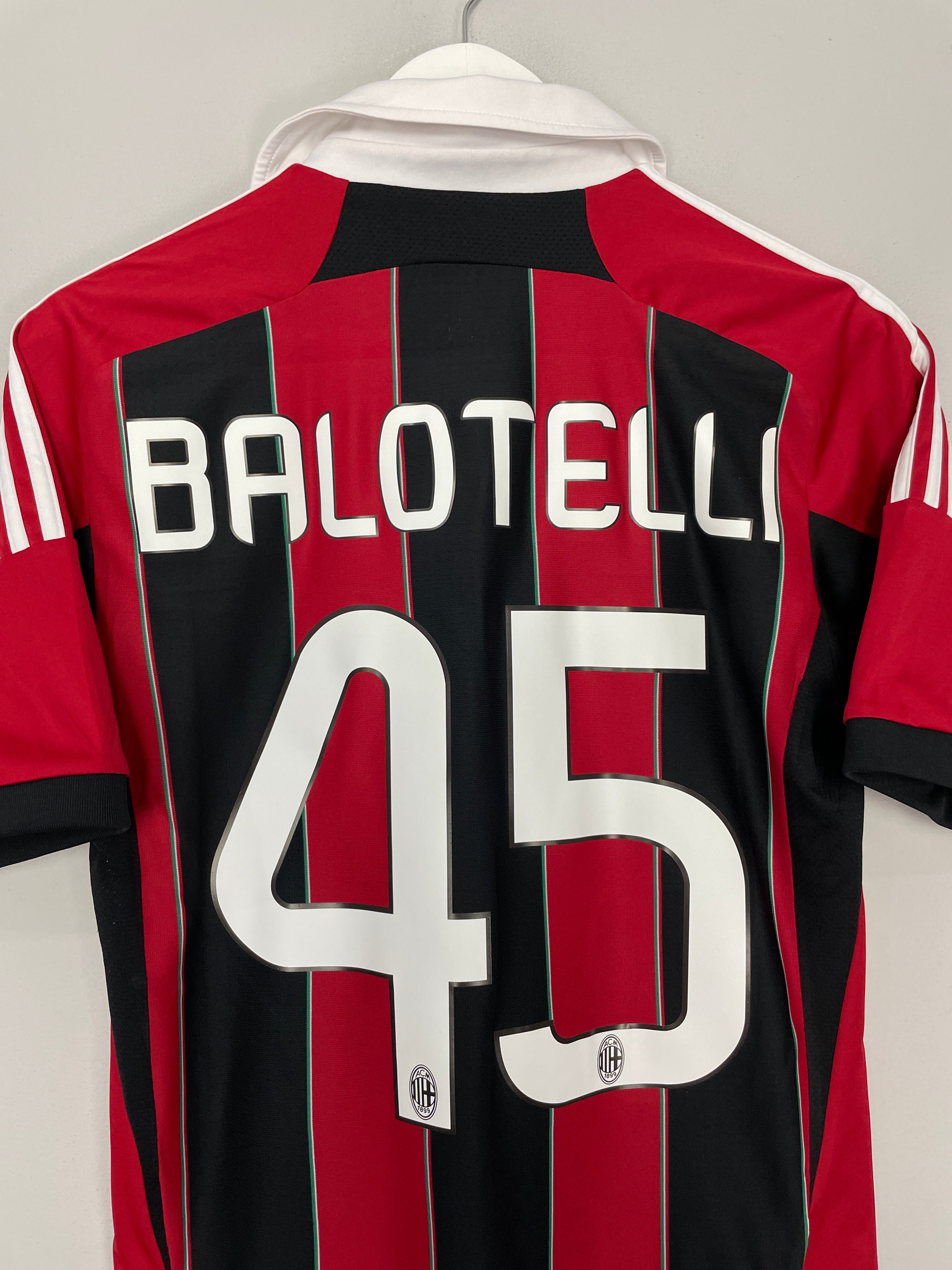 Shop 2012/13 AC MILAN BALOTELLI #45 HOME SHIRT (S) ADIDAS, classic football shirts, vintage football shirts & retro soccer jerseys at Cult Kits
