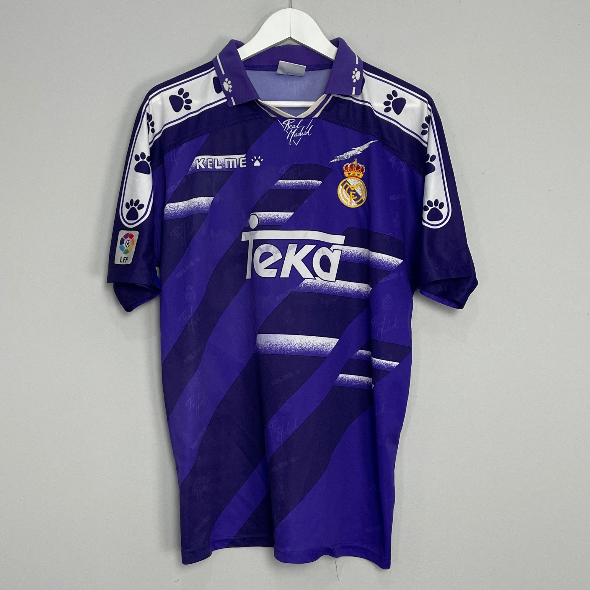 Shop 1995/97 REAL MADRID #10 (LAUDRUP) AWAY SHIRT (L) KELME, classic football shirts, vintage football shirts & retro soccer jerseys at Cult Kits