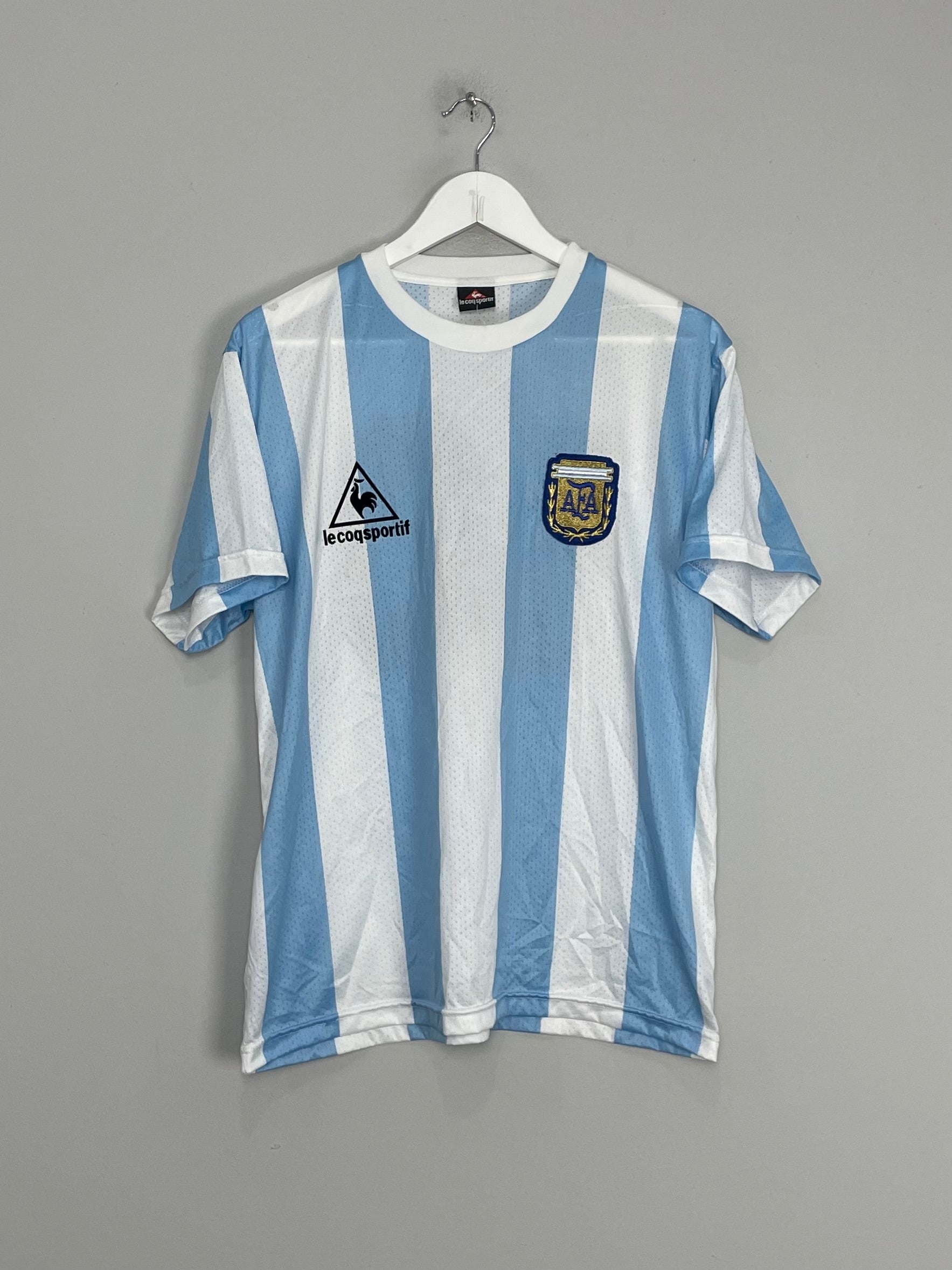 Shop 1986 ARGENTINA *RE-ISSUE* #10 HOME SHIRT (L) LE COQ, classic football shirts, vintage football shirts & retro soccer jerseys at Cult Kits