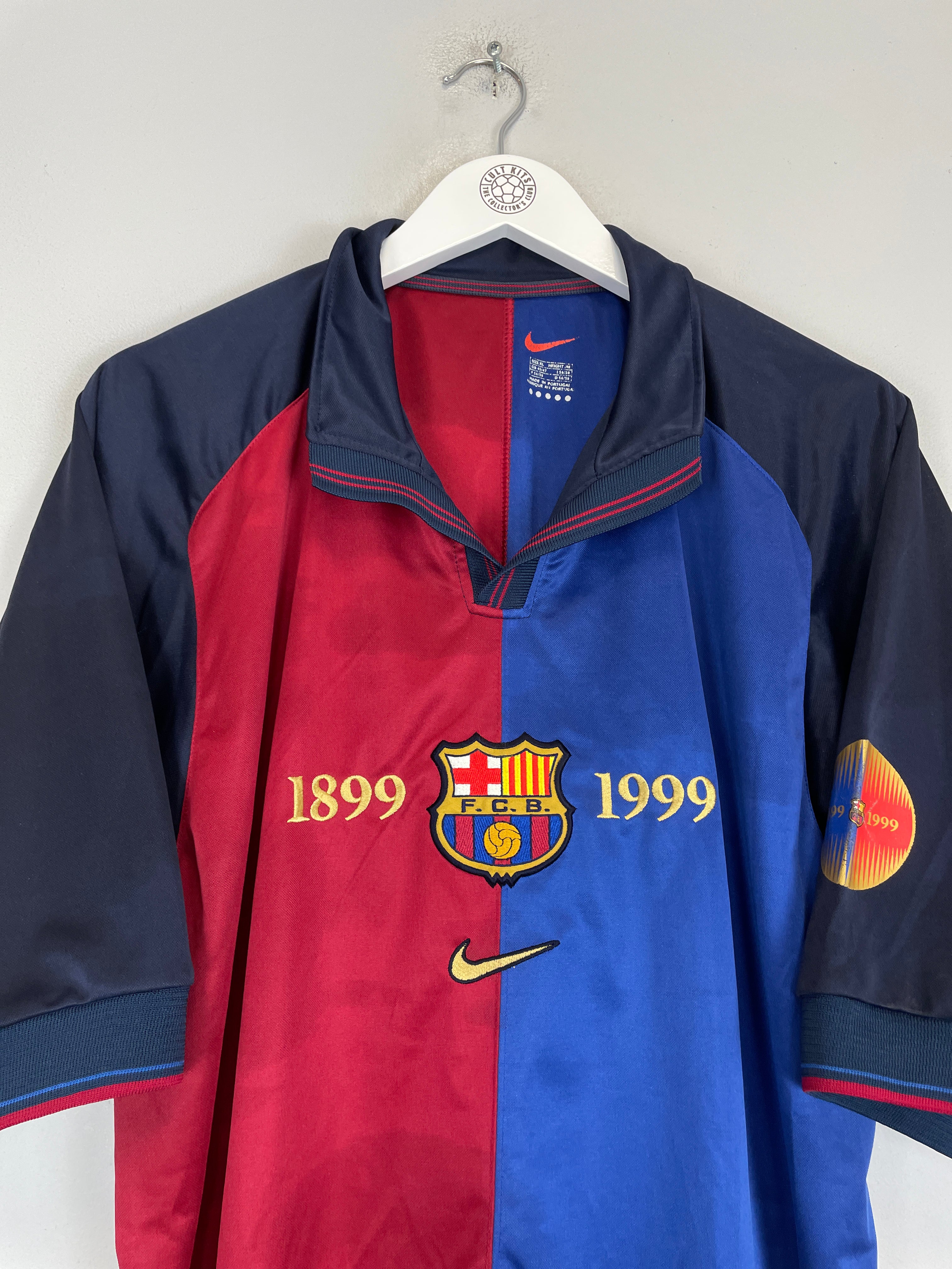 Shop 1999/00 BARCELONA *CENTENARY* HOME SHIRT (XL) NIKE, classic football shirts, vintage football shirts & retro soccer jerseys at Cult Kits