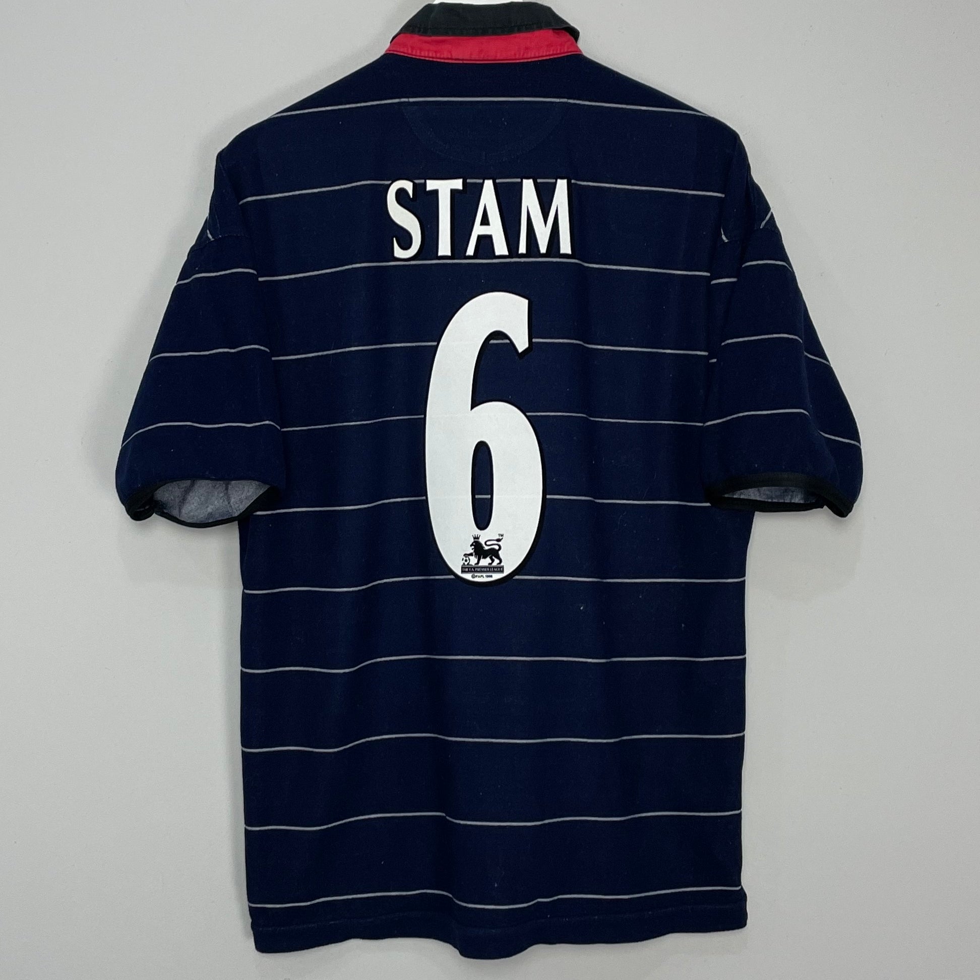 Shop 1999/00 MANCHESTER UNITED STAM #6 AWAY SHIRT (L) UMBRO, classic football shirts, vintage football shirts & retro soccer jerseys at Cult Kits