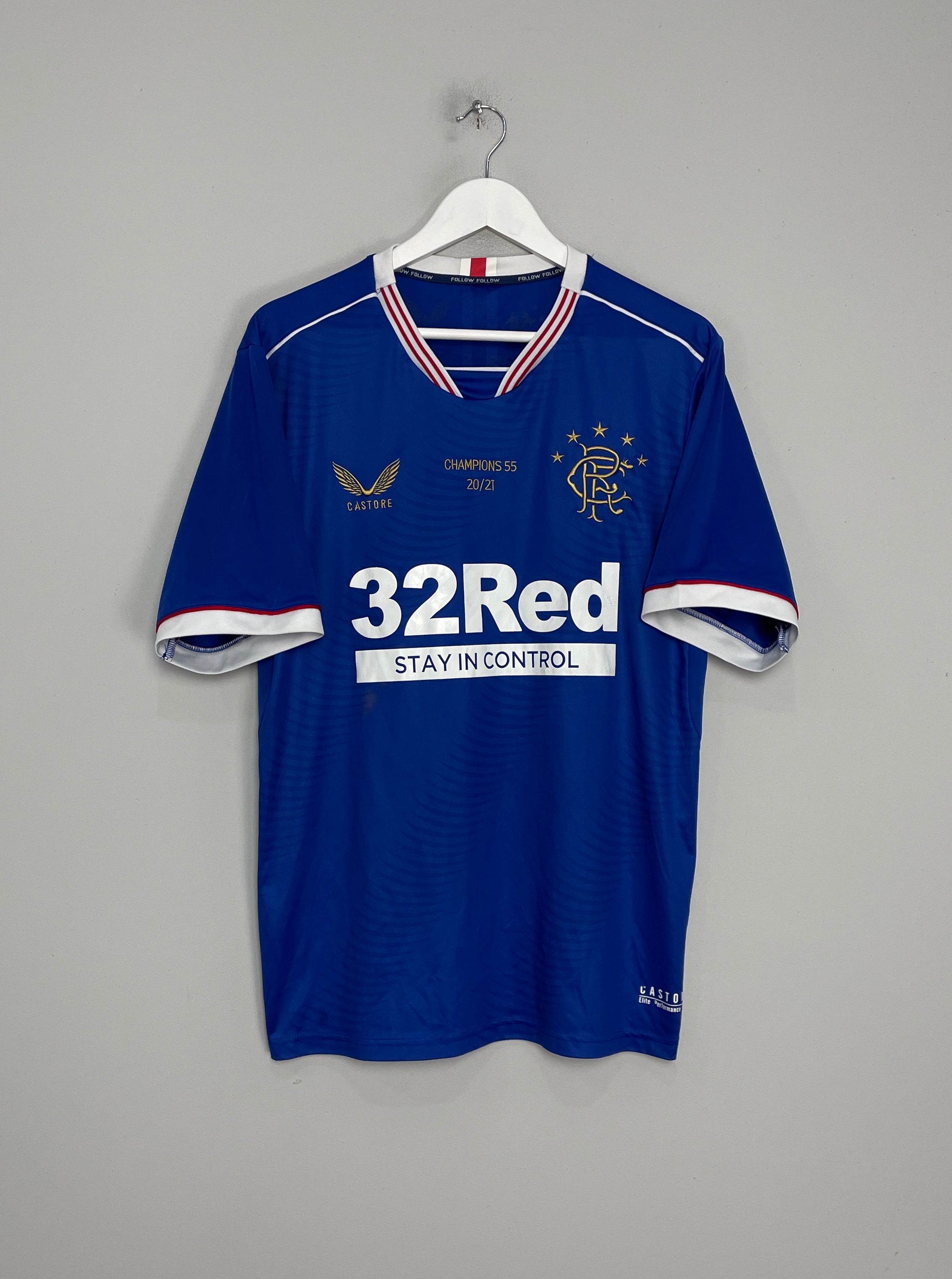 Shop 2020/21 RANGERS *CHAMPIONS 55* 20/21 HOME SHIRT (M) CASTORE, classic football shirts, vintage football shirts & retro soccer jerseys at Cult Kits