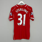 2014/15 LIVERPOOL STERLING #31 *SIGNED* HOME SHIRT (M) WARRIOR