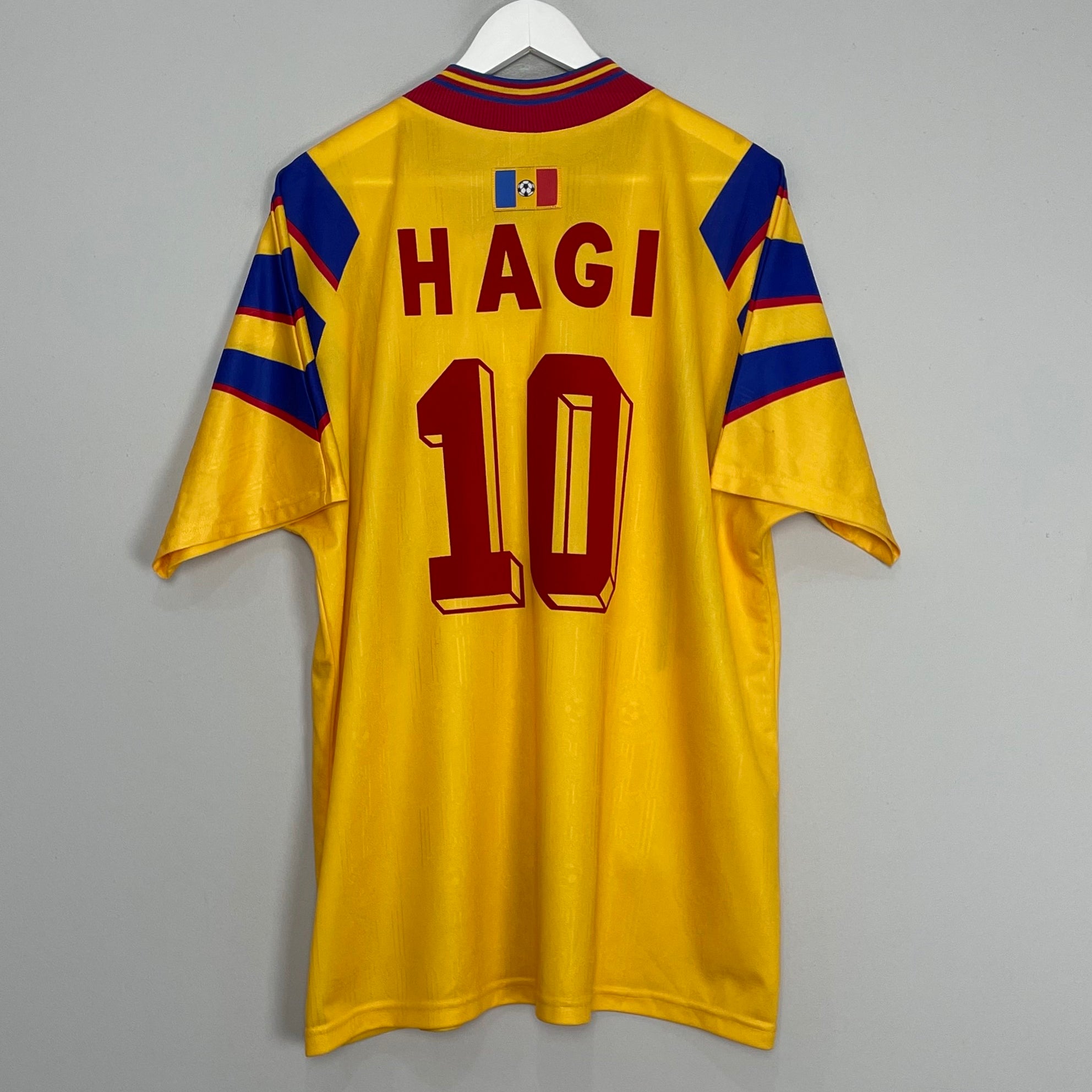 Shop 1996 ROMANIA HAGI #10 HOME SHIRT (XL) ADIDAS, classic football shirts, vintage football shirts & retro soccer jerseys at Cult Kits
