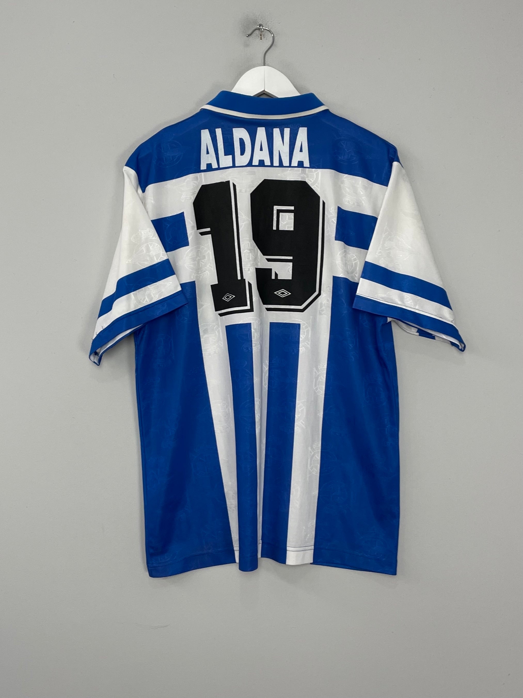 Shop 1993/95 DEPORTIVO LA CORUNA ALDANA #19 HOME SHIRT (XL) UMBRO, classic football shirts, vintage football shirts & retro soccer jerseys at Cult Kits