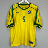 1998/00 BRAZIL RONALDO #9 HOME SHIRT (M) NIKE