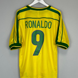 1998/00 BRAZIL RONALDO #9 HOME SHIRT (M) NIKE