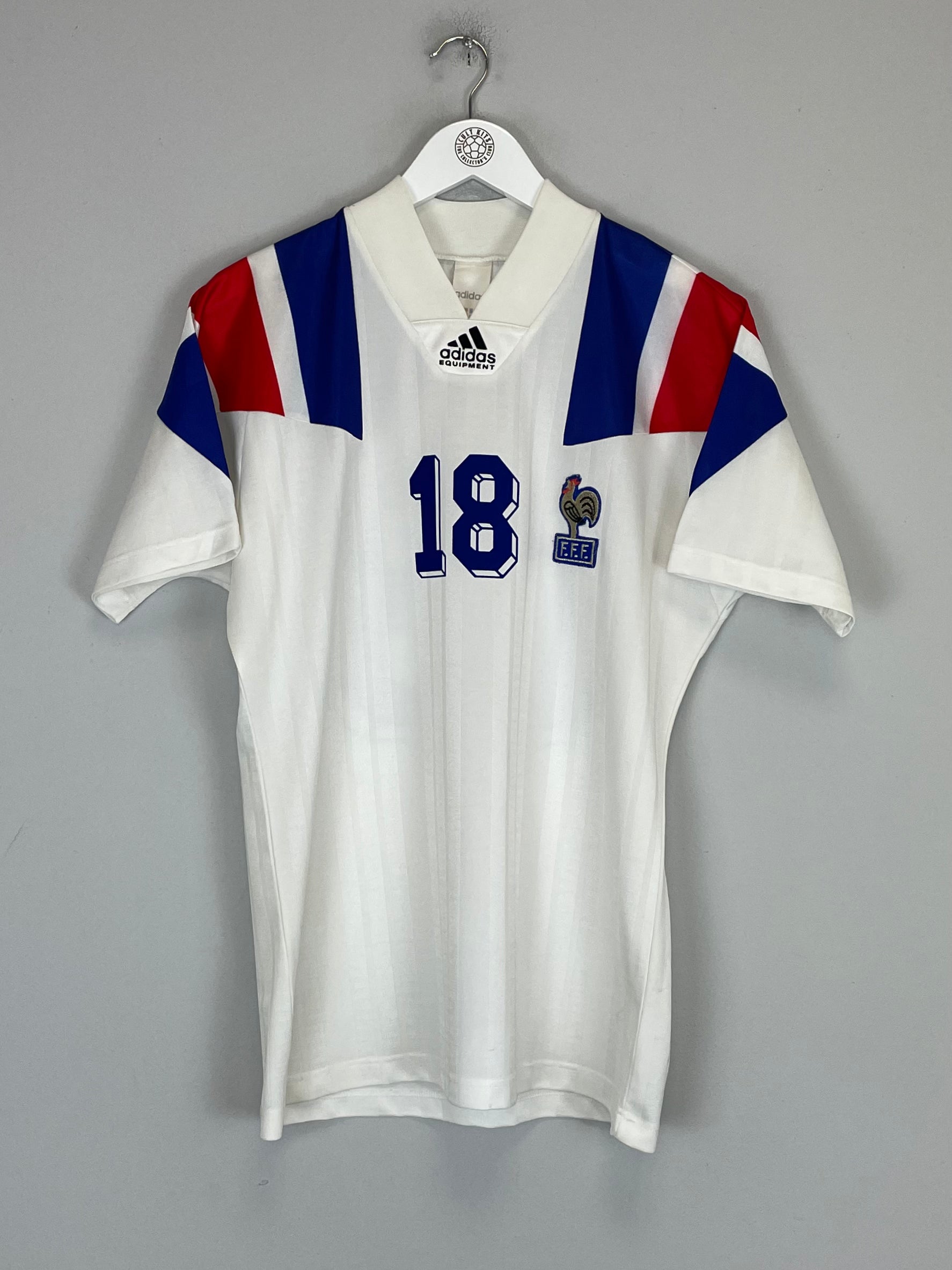 Shop 1992/94 FRANCE CANTONA #18 AWAY SHIRT (S) ADIDAS, classic football shirts, vintage football shirts & retro soccer jerseys at Cult Kits
