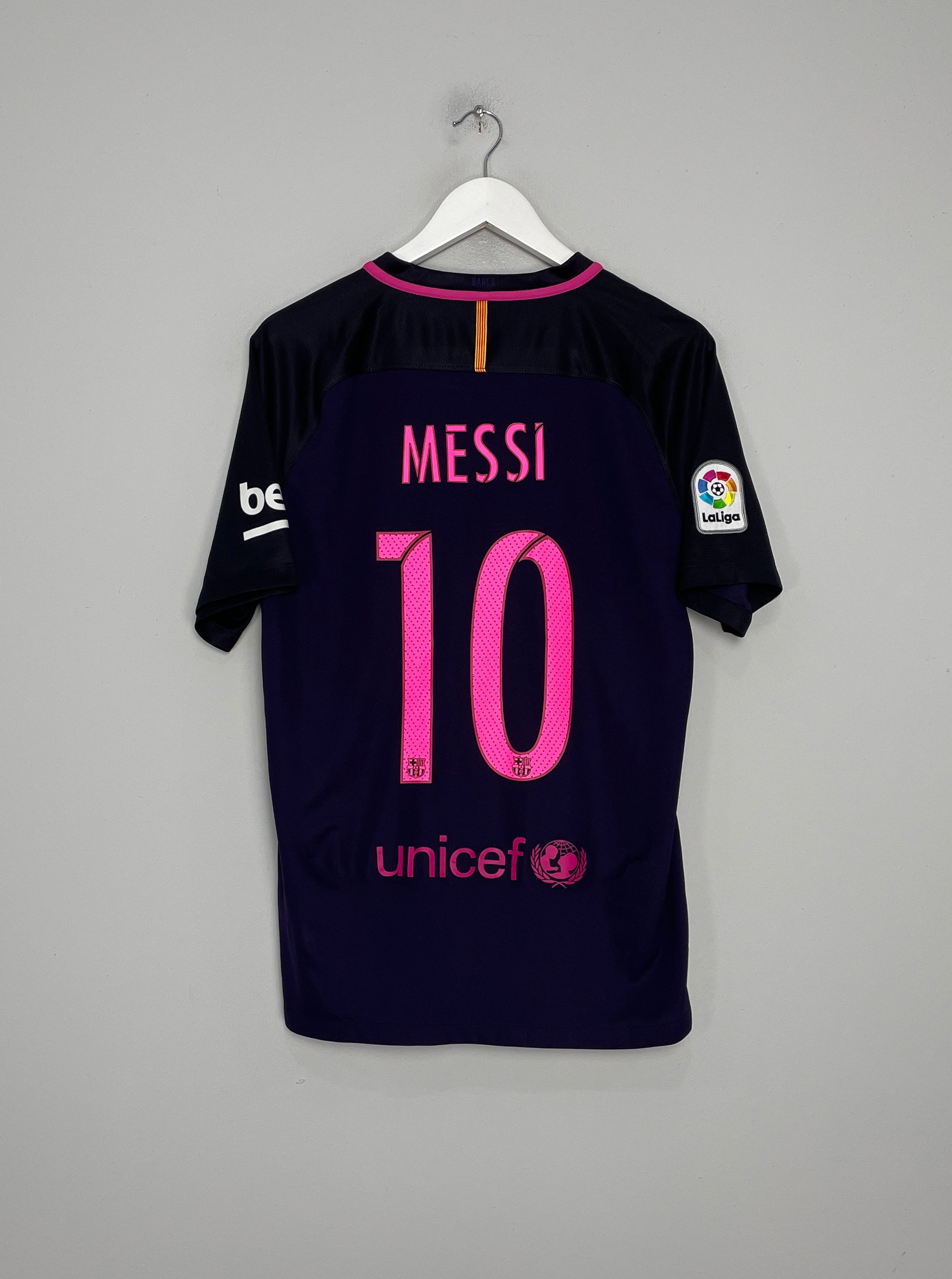 Shop 2016/17 BARCELONA MESSI #10 AWAY SHIRT (M) NIKE, classic football shirts, vintage football shirts & retro soccer jerseys at Cult Kits