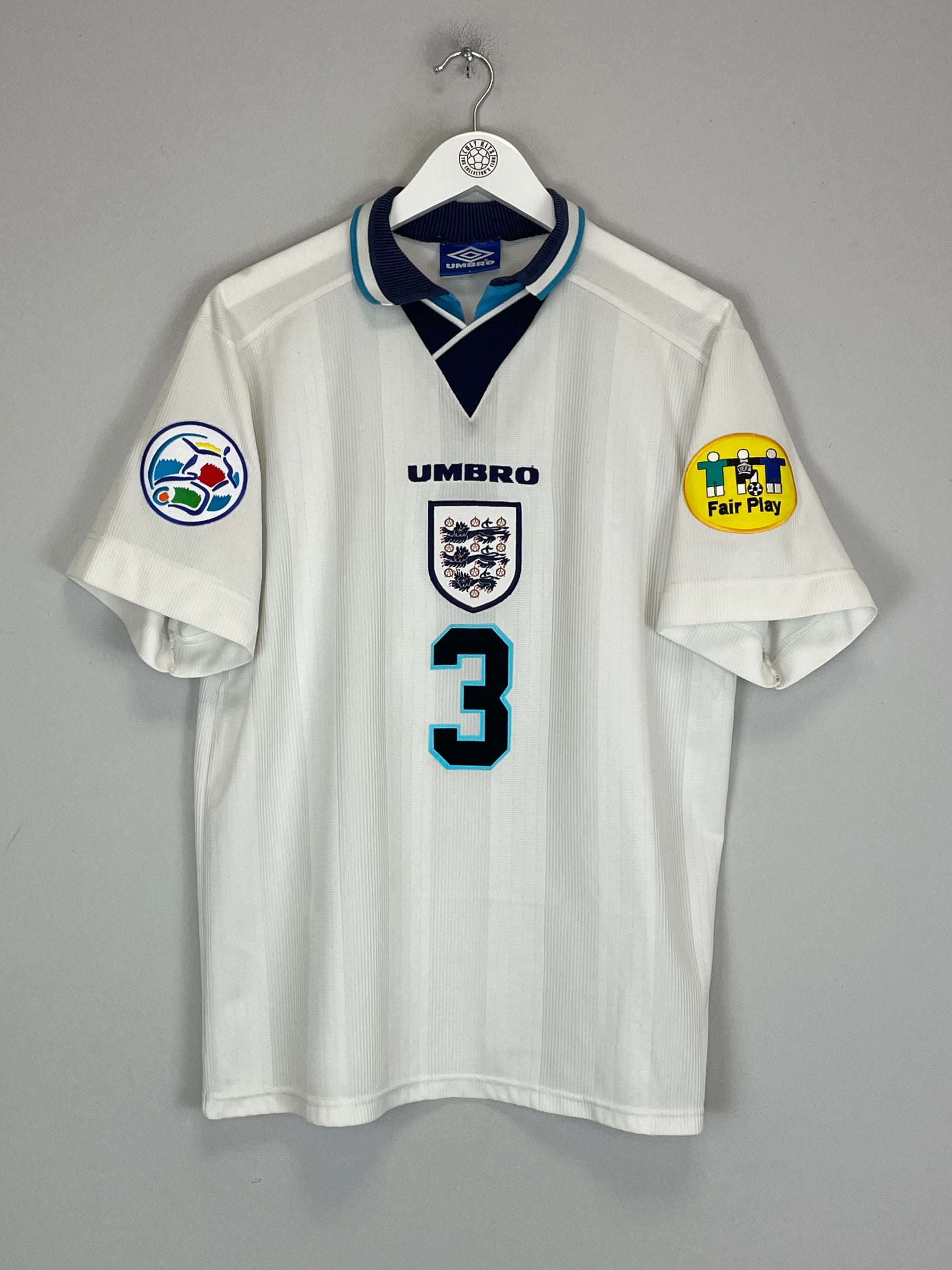 Shop 1995/97 ENGLAND PEARCE #3 HOME SHIRT (L) UMBRO, classic football shirts, vintage football shirts & retro soccer jerseys at Cult Kits