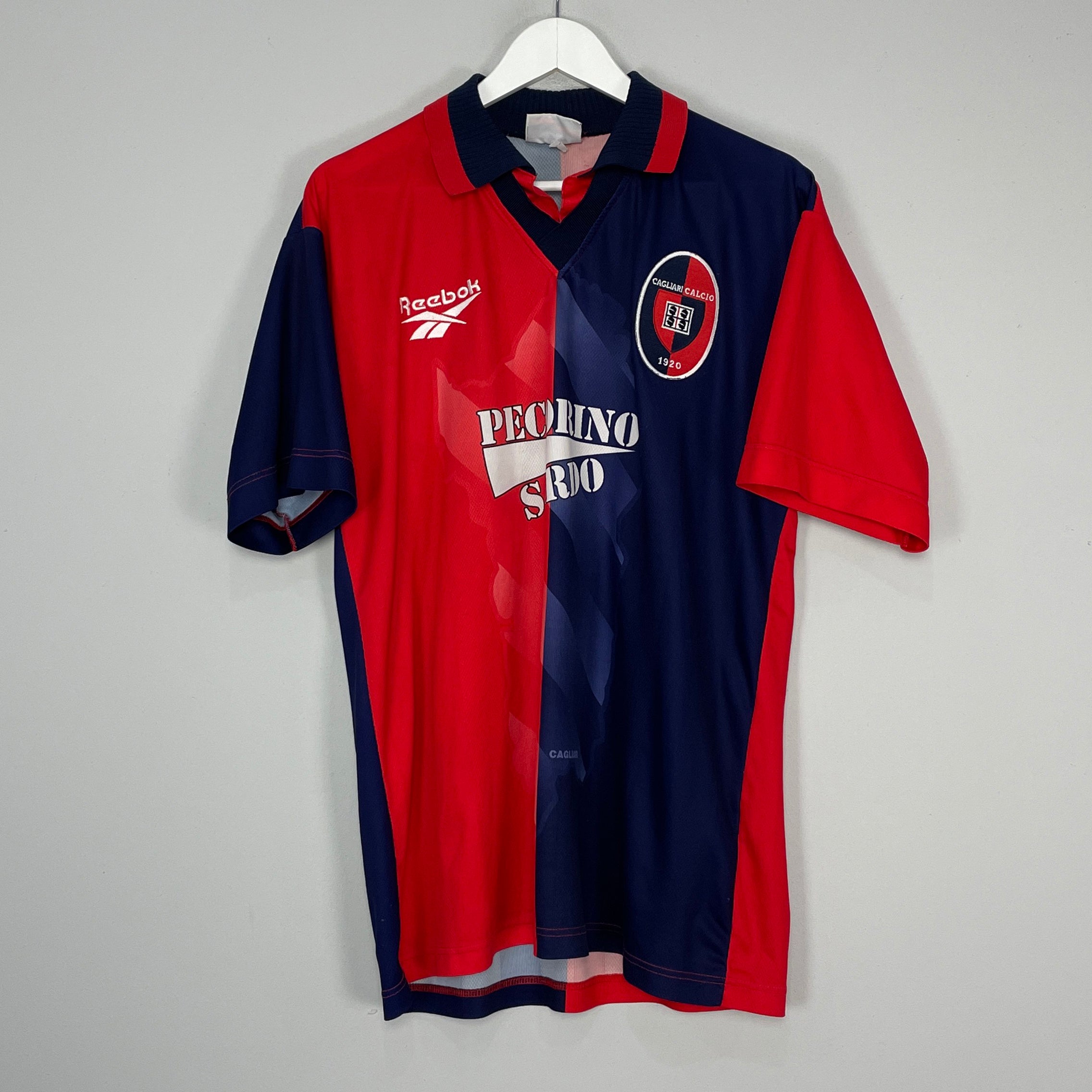 Shop 1997/98 CAGLIARI HOME SHIRT (L) REEBOK, classic football shirts, vintage football shirts & retro soccer jerseys at Cult Kits