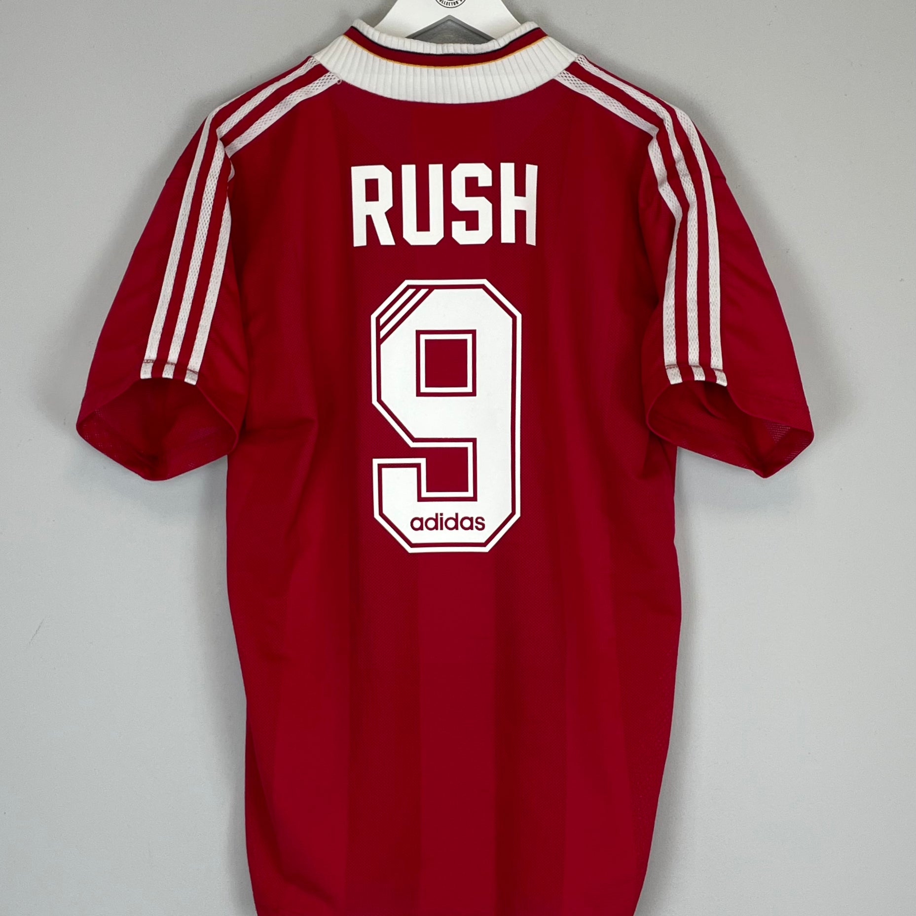 Shop 1995/96 LIVERPOOL RUSH #9 HOME SHIRT (L) ADIDAS, classic football shirts, vintage football shirts & retro soccer jerseys at Cult Kits