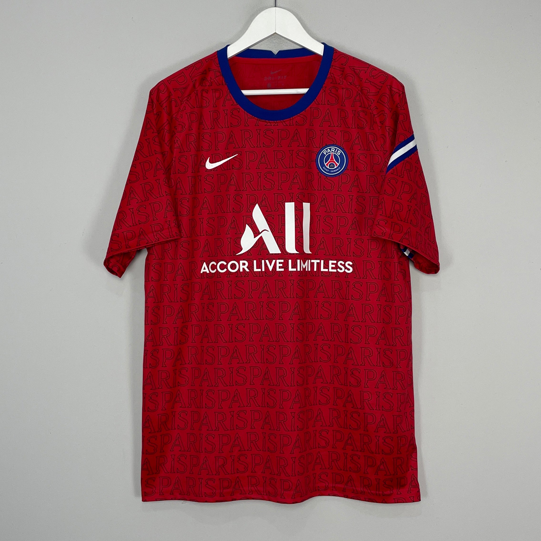 Shop 2020/21 PSG TRAINING SHIRT (XL) NIKE, classic football shirts, vintage football shirts & retro soccer jerseys at Cult Kits