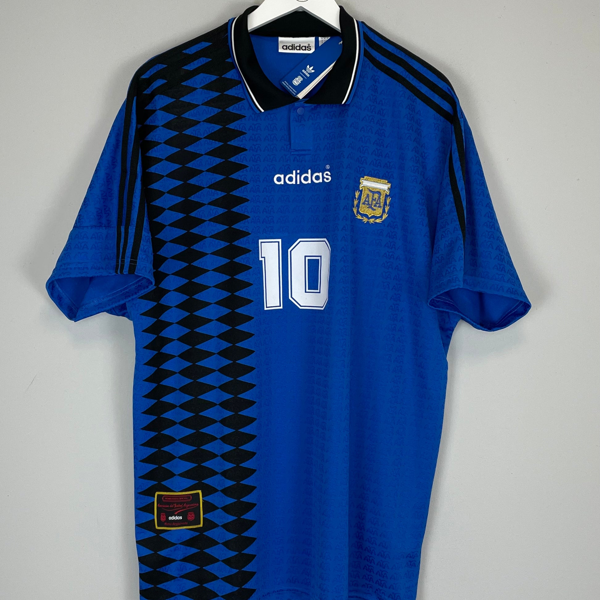 Shop 1994 ARGENTINA #10 *BNWT* ADIDAS ORIGINALS AWAY SHIRT (XL), classic football shirts, vintage football shirts & retro soccer jerseys at Cult Kits