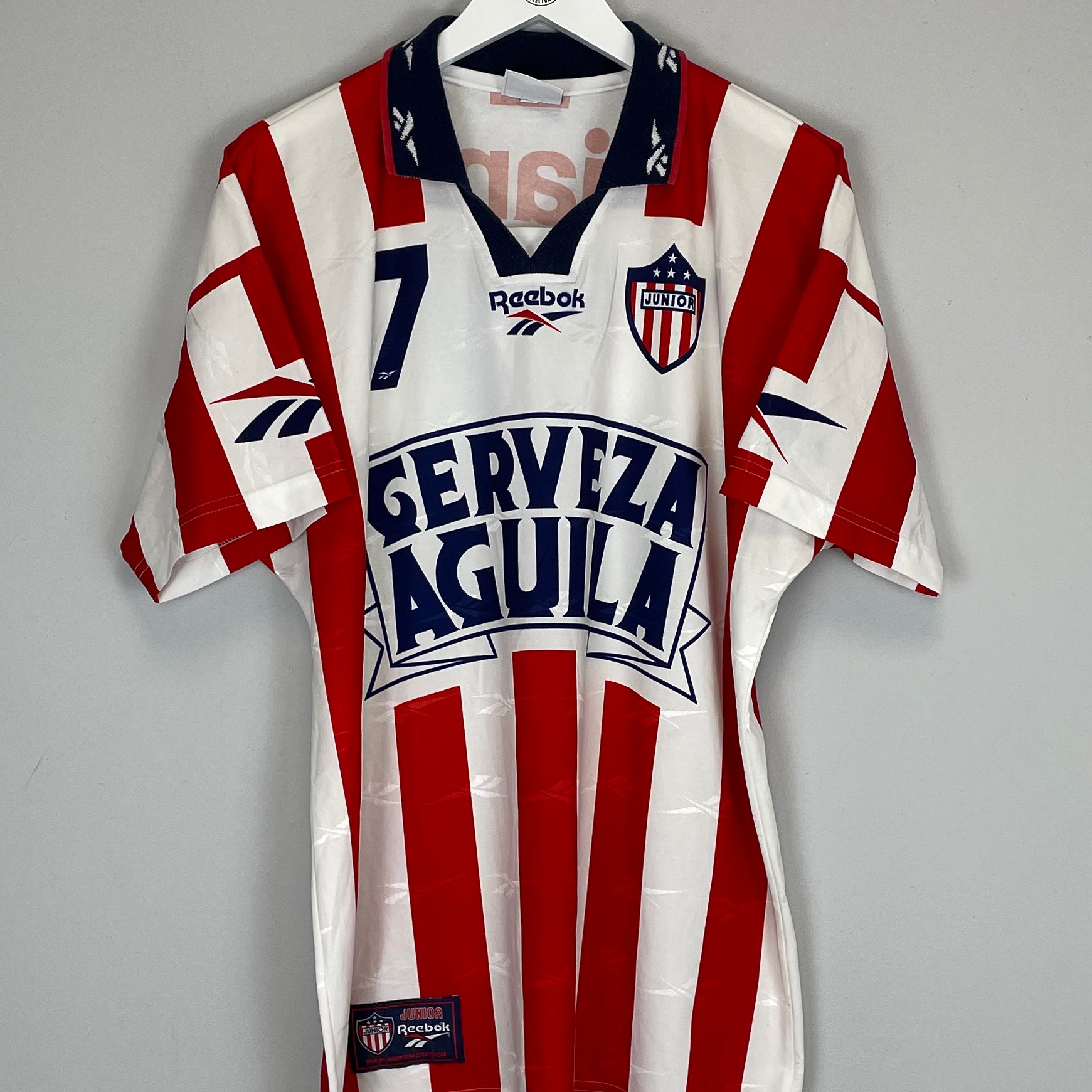 Shop 1996/97 ATLETICO JUNIOR #7 HOME SHIRT (M) REEBOK, classic football shirts, vintage football shirts & retro soccer jerseys at Cult Kits