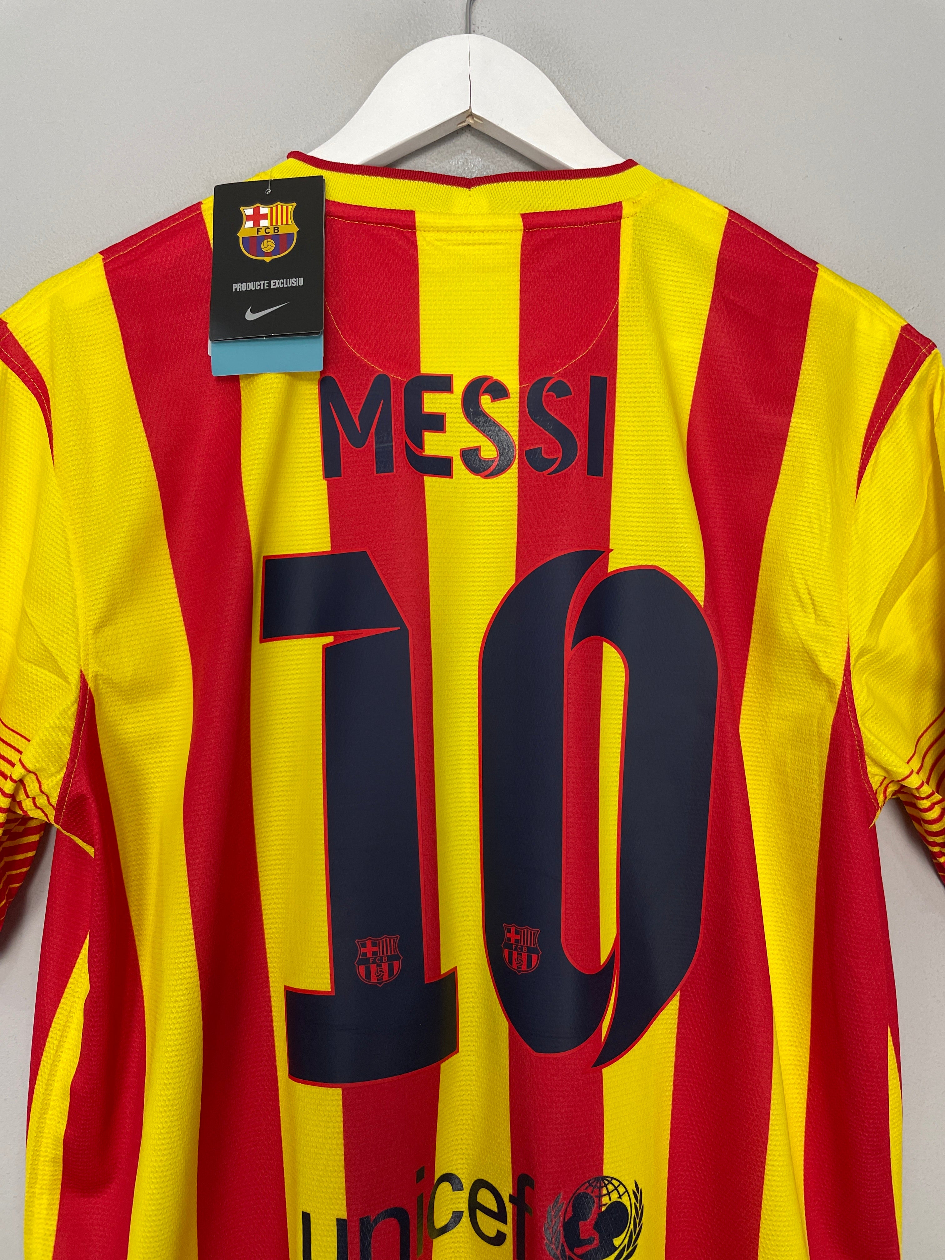 Shop 2013/14 BARCELONA MESSI #10 *BNWT* AWAY SHIRT (L) NIKE, classic football shirts, vintage football shirts & retro soccer jerseys at Cult Kits
