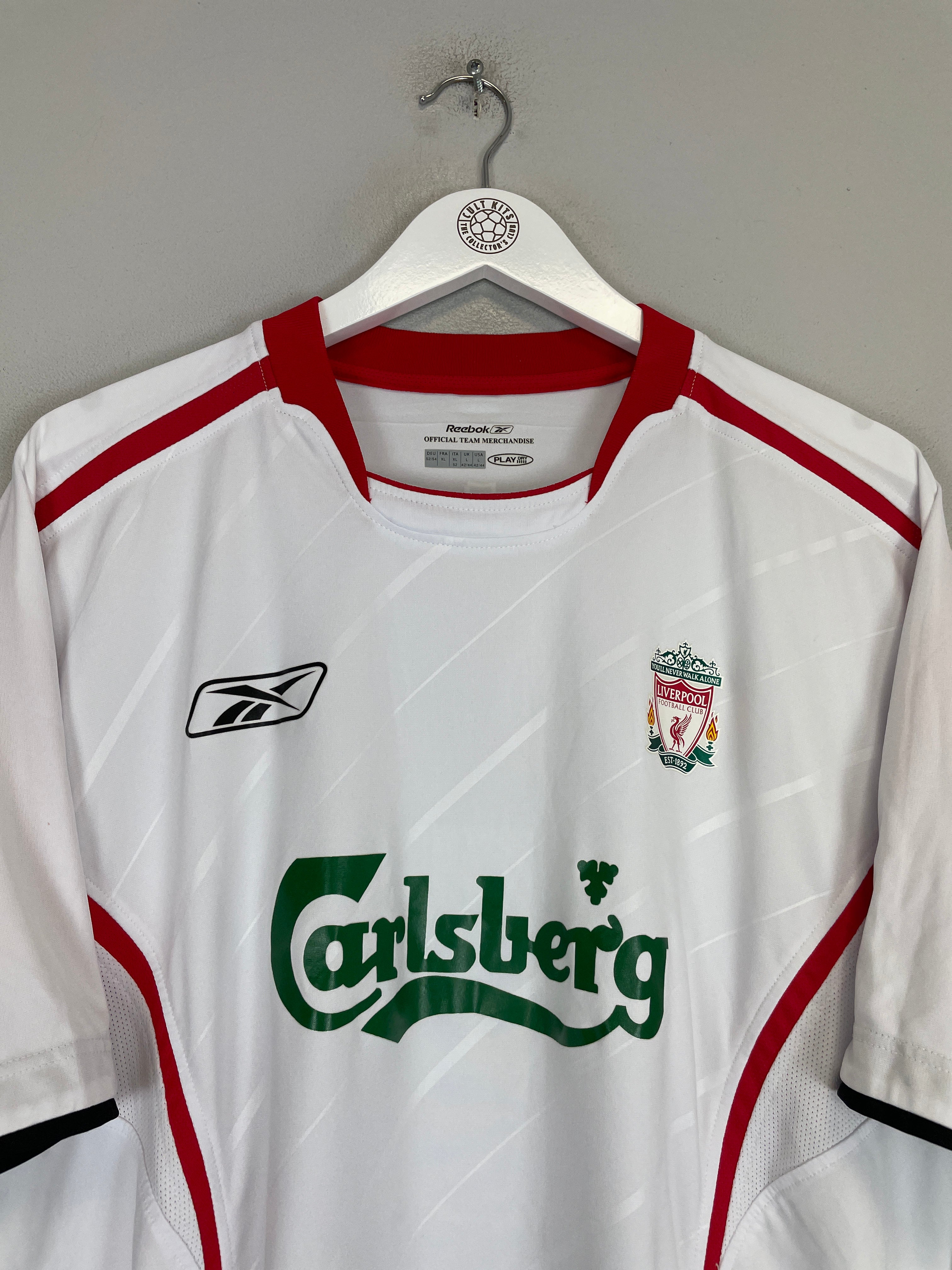 Buy 2005/06 LIVERPOOL RIISE 6 AWAY SHIRT (L) REEBOK ~ Free worldwide shipping available ~ Authentic Vintage Football Shirts from Cult Kits