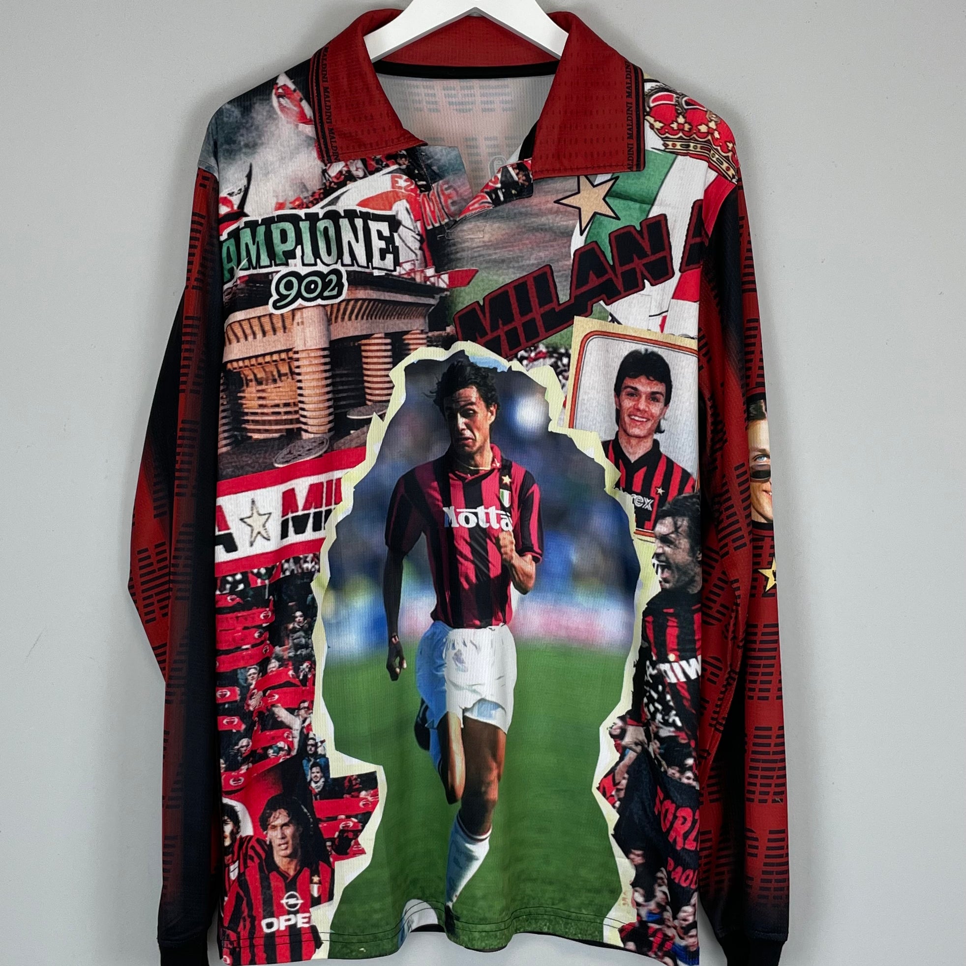 Shop 1990'S AC MILAN MALDINI #3 L/S BOOTLEG SHIRT (L), classic football shirts, vintage football shirts & retro soccer jerseys at Cult Kits