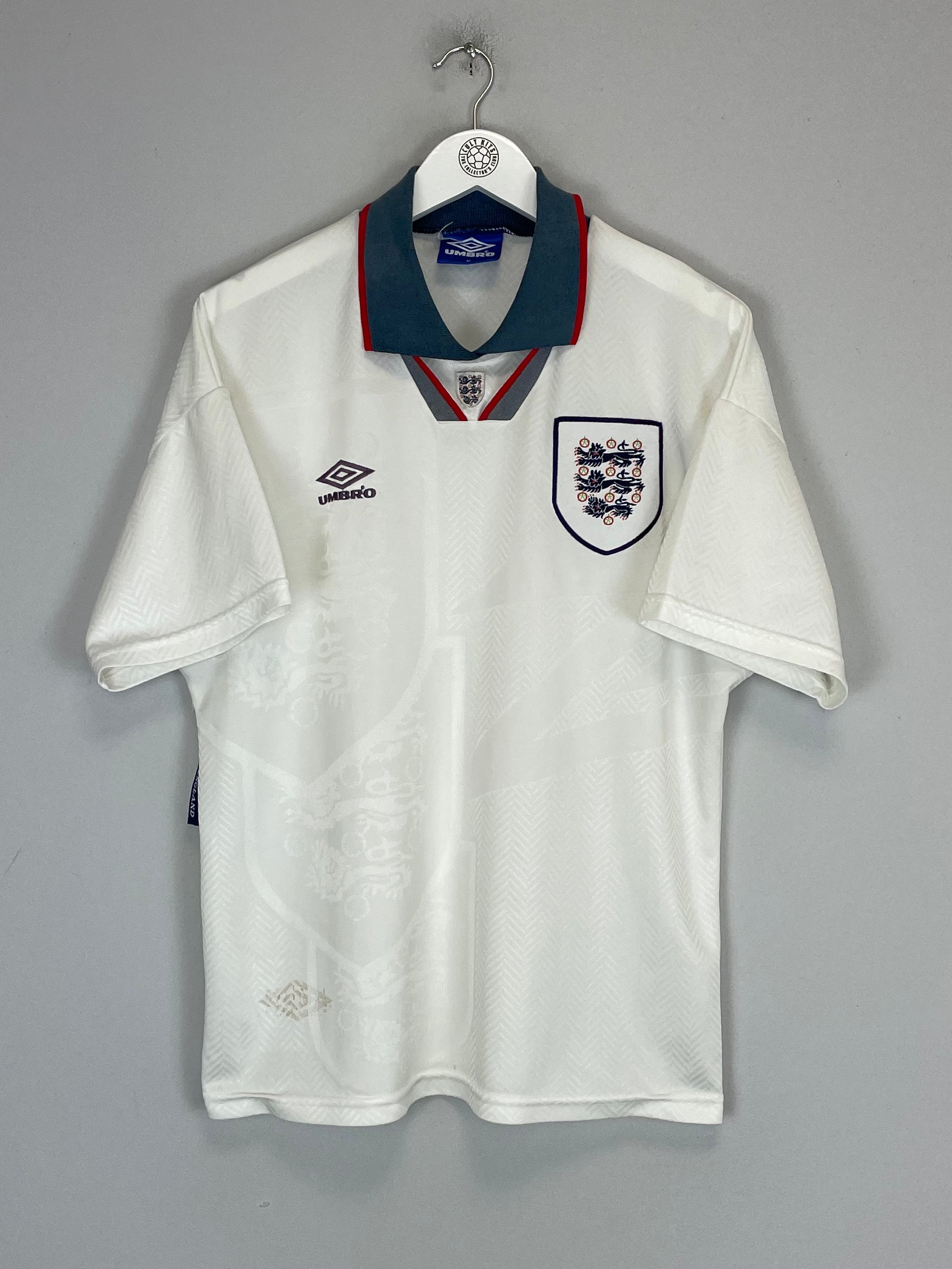 Shop 1993/95 ENGLAND HOME SHIRT (M) UMBRO, classic football shirts, vintage football shirts & retro soccer jerseys at Cult Kits