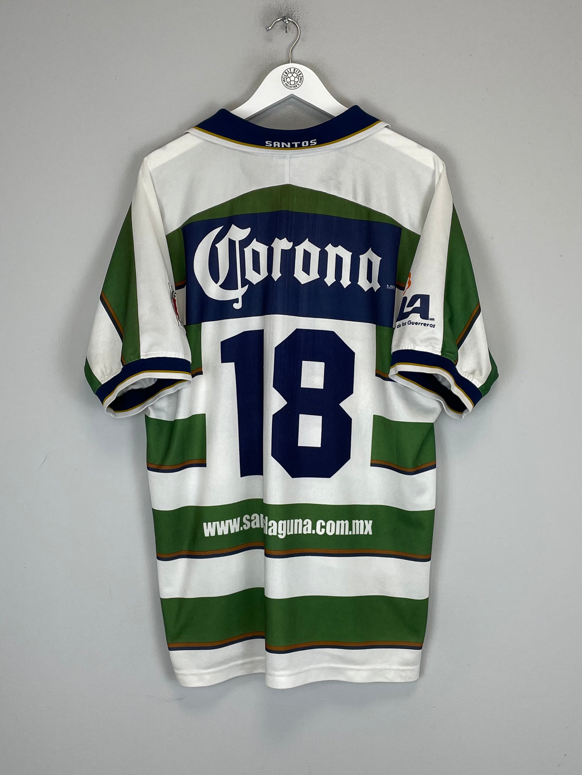 Shop 2000/01 SANTOS LAGUNA #18 HOME SHIRT (XL) CORONA SPORT, classic football shirts, vintage football shirts & retro soccer jerseys at Cult Kits