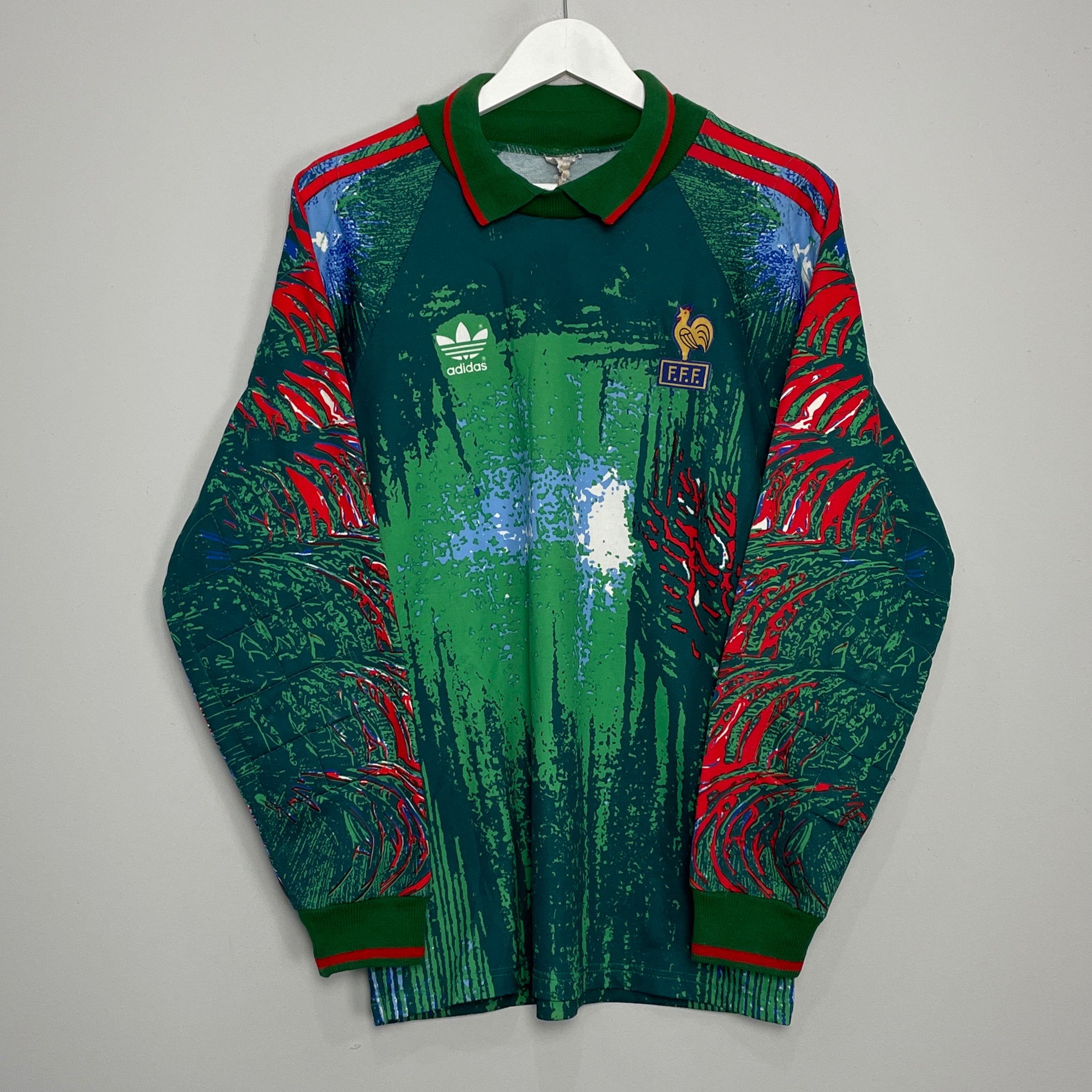 Shop 1992/93 FRANCE GK SHIRT (M) ADIDAS, classic football shirts, vintage football shirts & retro soccer jerseys at Cult Kits