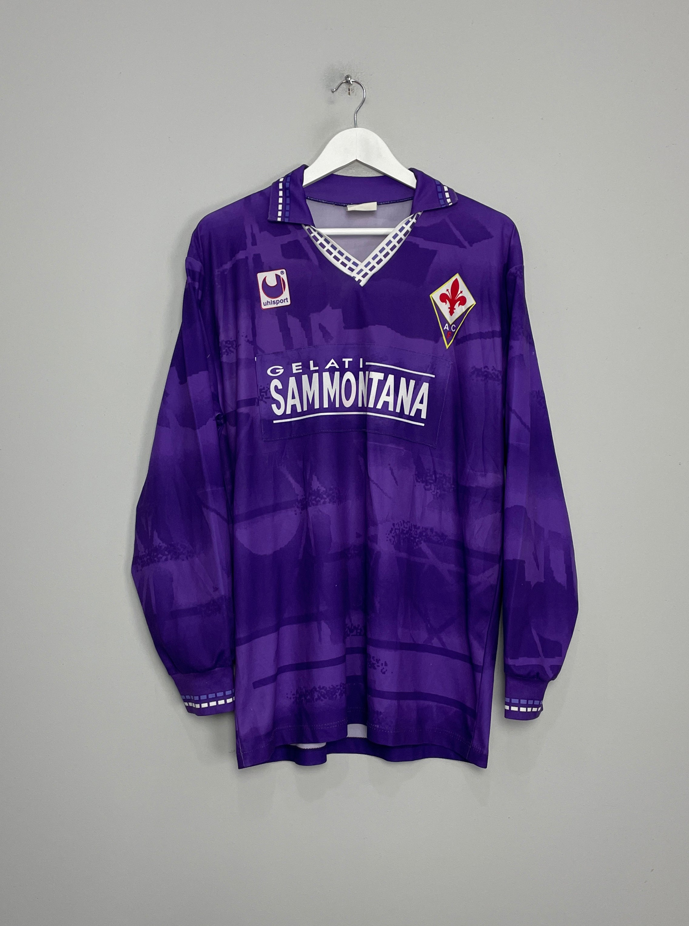 Shop 1994/95 FIORENTINA *PLAYER ISSUE* L/S HOME SHIRT (XL) UHLSPORT, classic football shirts, vintage football shirts & retro soccer jerseys at Cult Kits