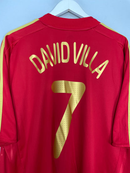 2008/10 SPAIN DAVID VILLA #7 HOME SHIRT (XL) ADIDAS