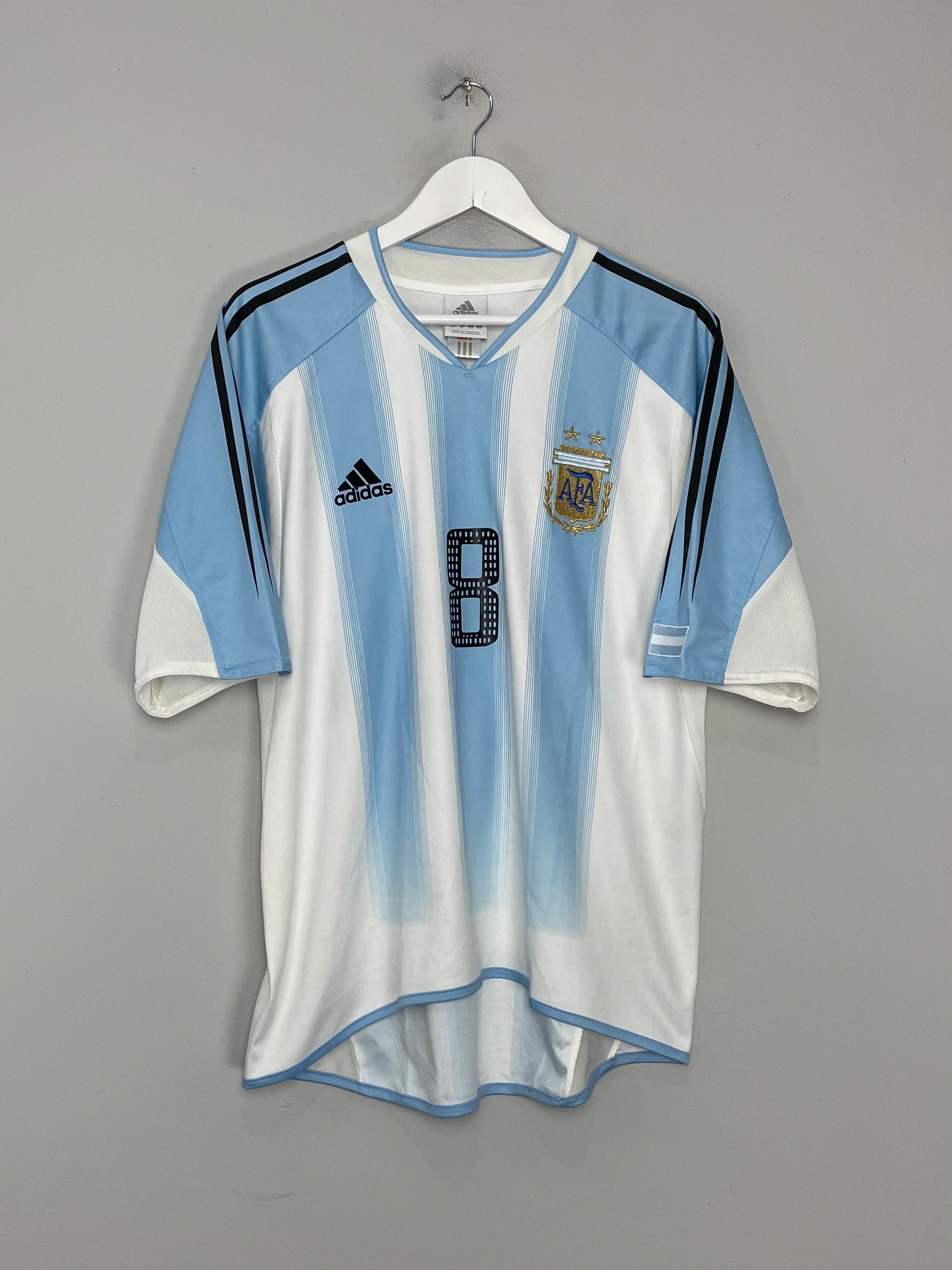 Shop 2004/05 ARGENTINA RIQUELME #8 HOME SHIRT (L) ADIDAS, classic football shirts, vintage football shirts & retro soccer jerseys at Cult Kits