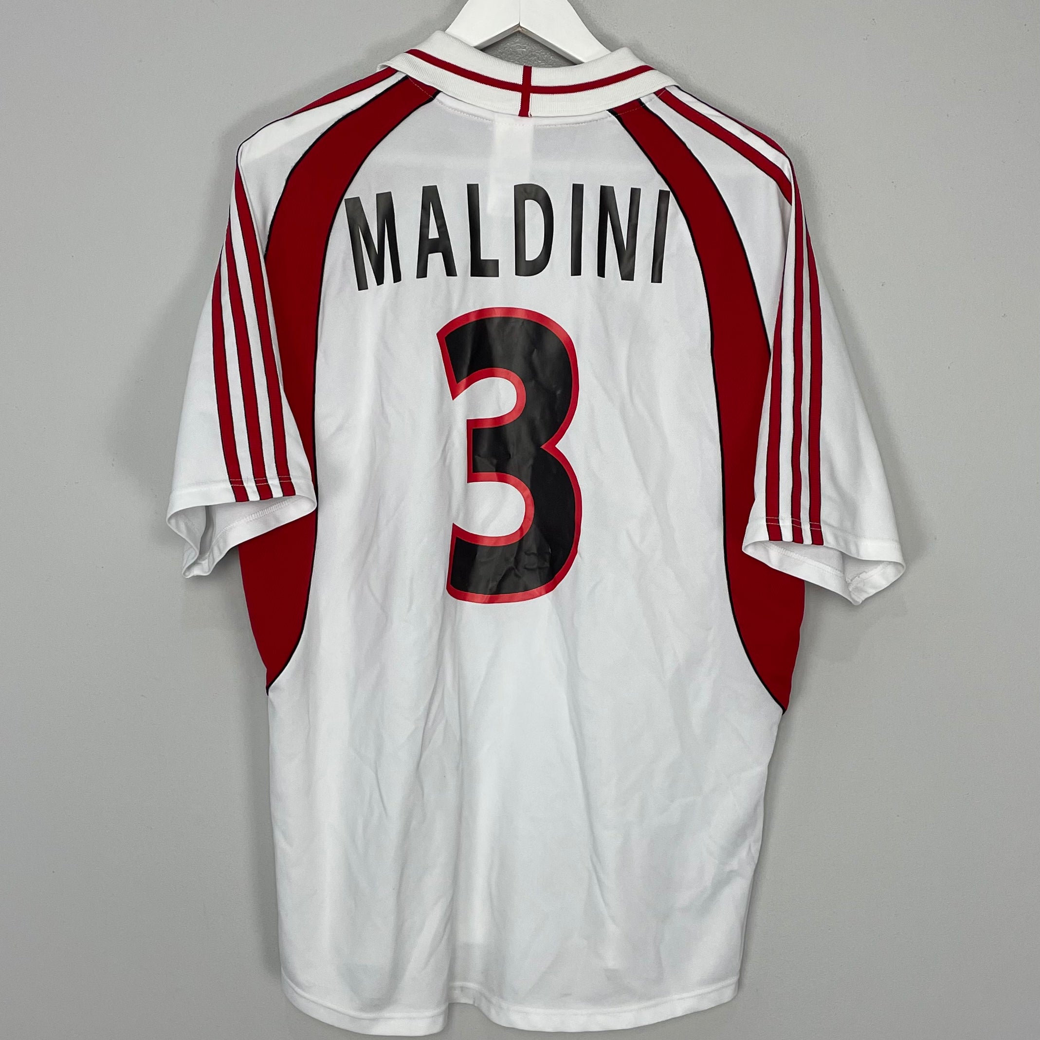 Shop 2001/02 AC MILAN MALDINI #3 AWAY SHIRT (L) ADIDAS, classic football shirts, vintage football shirts & retro soccer jerseys at Cult Kits