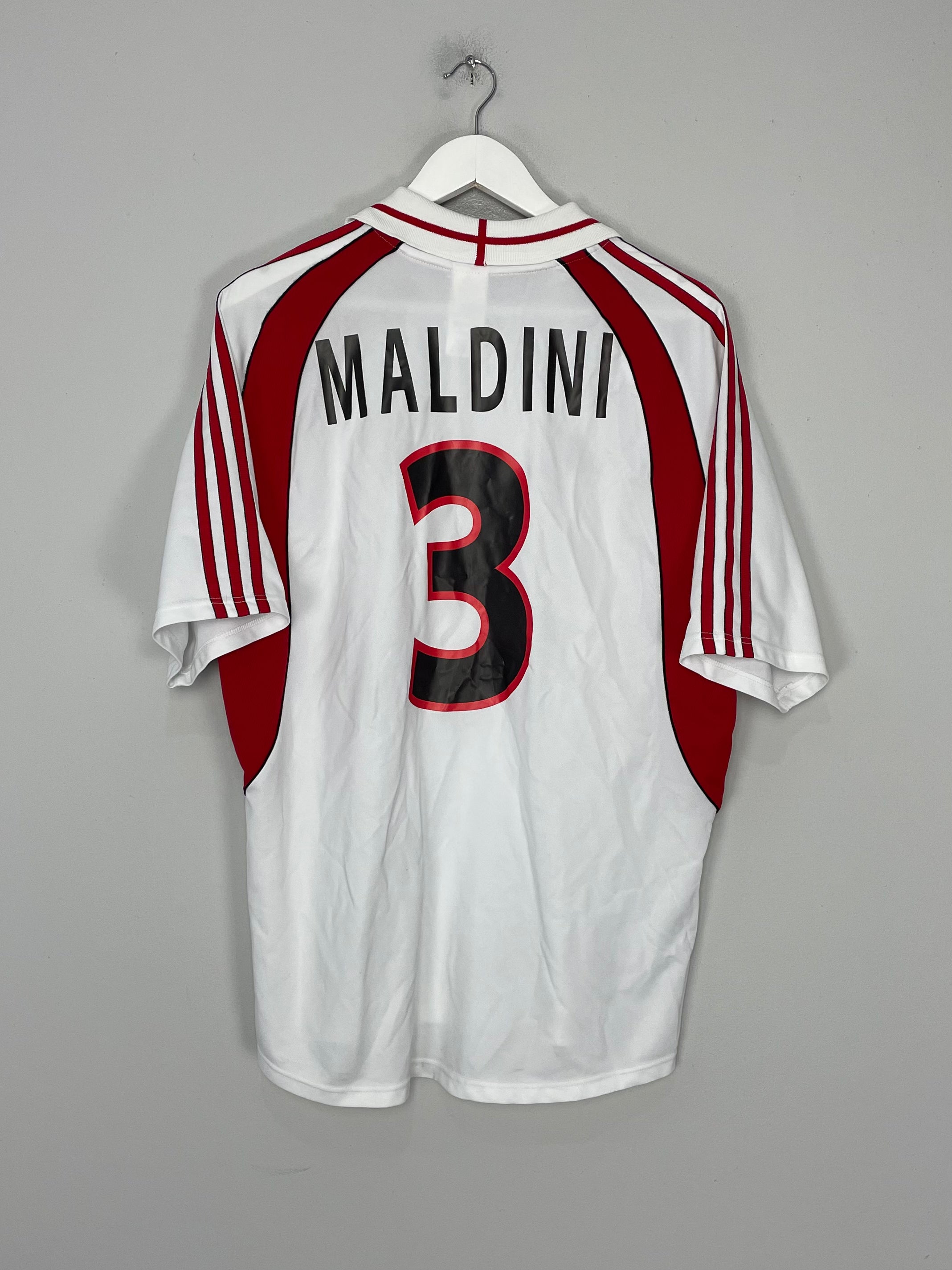 Shop 2001/02 AC MILAN MALDINI #3 AWAY SHIRT (L) ADIDAS, classic football shirts, vintage football shirts & retro soccer jerseys at Cult Kits