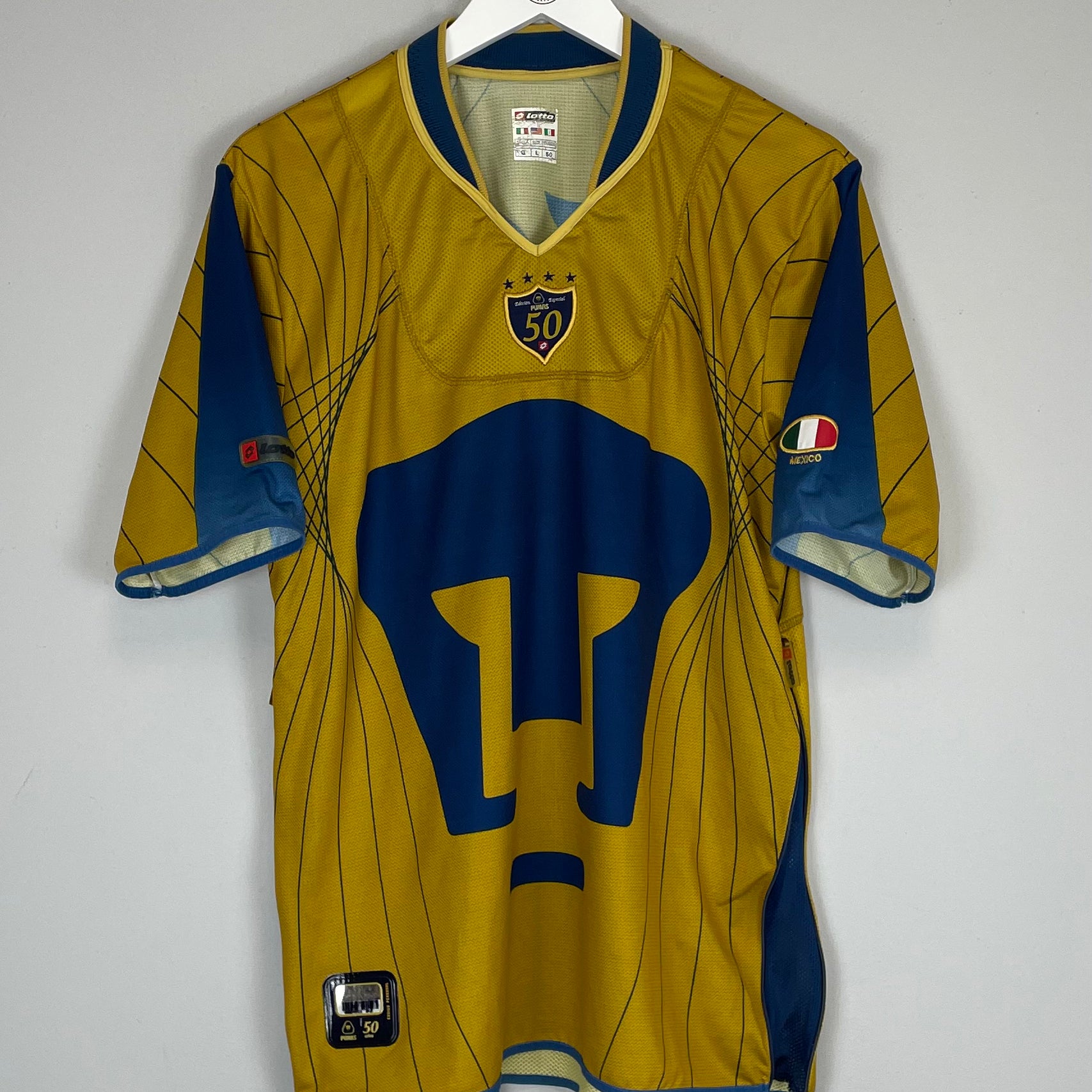 Shop 2003/04 UNAM PUMAS *50 YEARS* SPECIAL SHIRT (L) LOTTO, classic football shirts, vintage football shirts & retro soccer jerseys at Cult Kits