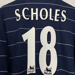 Shop 1999/00 MANCHESTER UNITED SCHOLES #18 AWAY SHIRT (XL) UMBRO, classic football shirts, vintage football shirts & retro soccer jerseys at Cult Kits