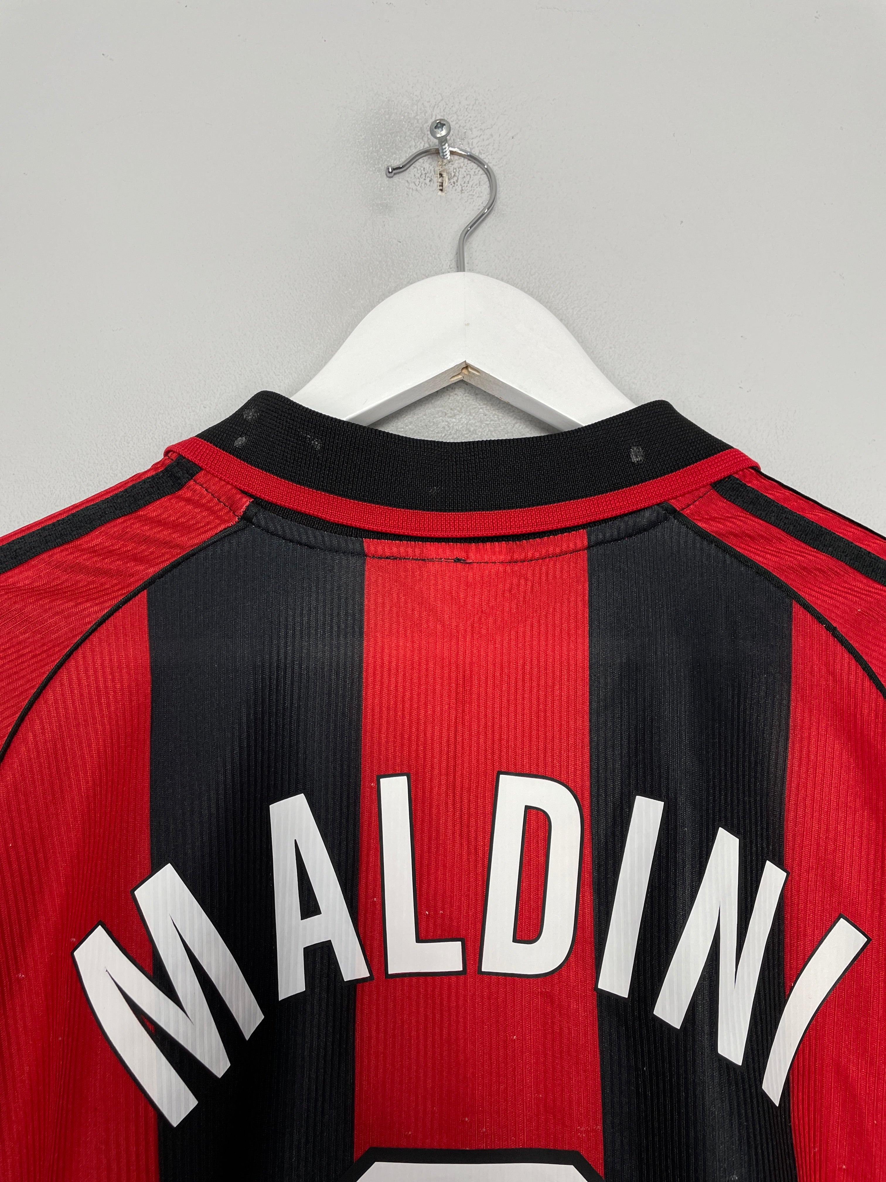 Shop 1998/00 AC MILAN MALDINI #3 HOME SHIRT (L) ADIDAS, classic football shirts, vintage football shirts & retro soccer jerseys at Cult Kits