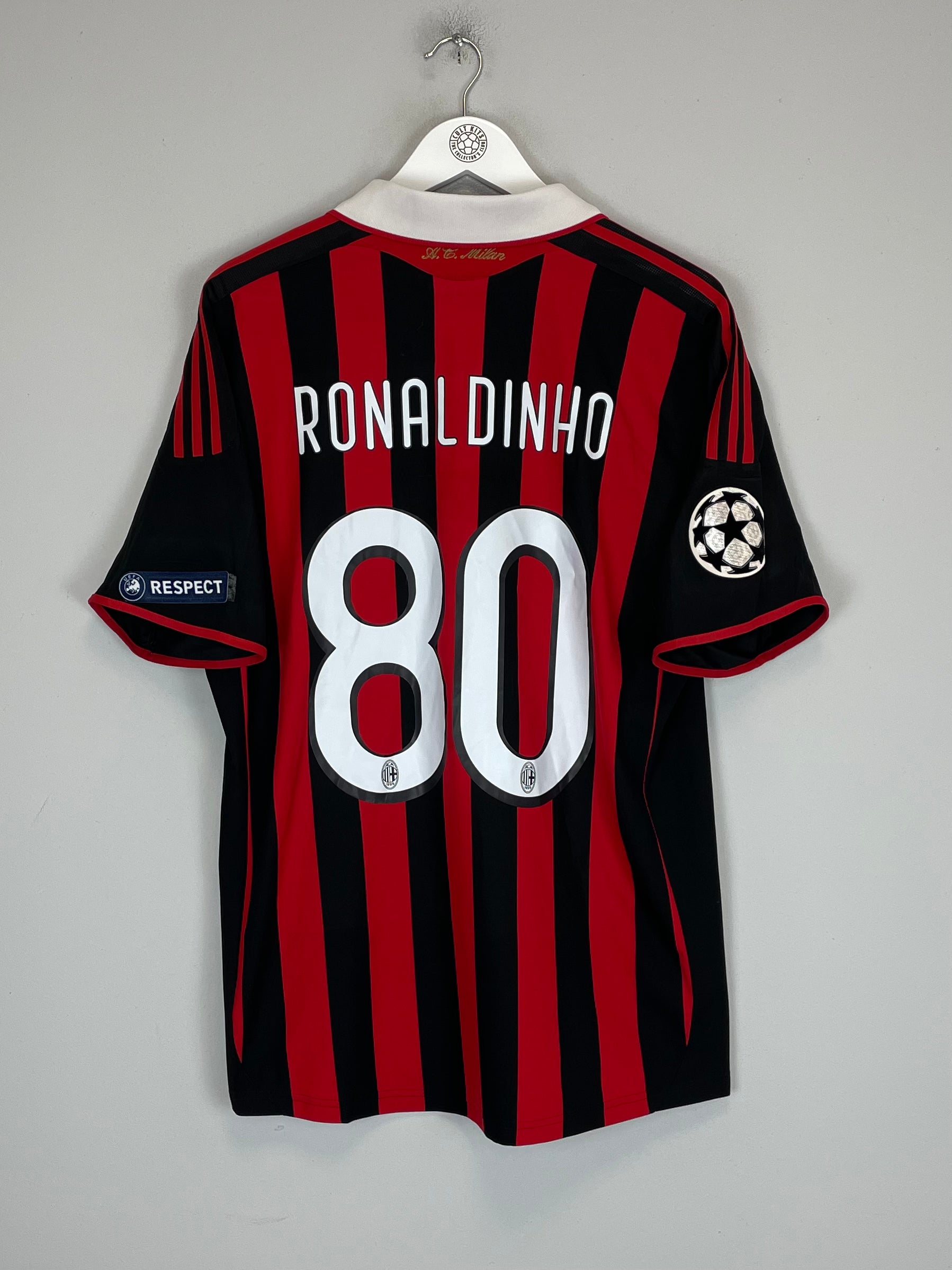 Shop 2009/10 AC MILAN RONALDINHO #80 C/L HOME SHIRT (L) ADIDAS, classic football shirts, vintage football shirts & retro soccer jerseys at Cult Kits