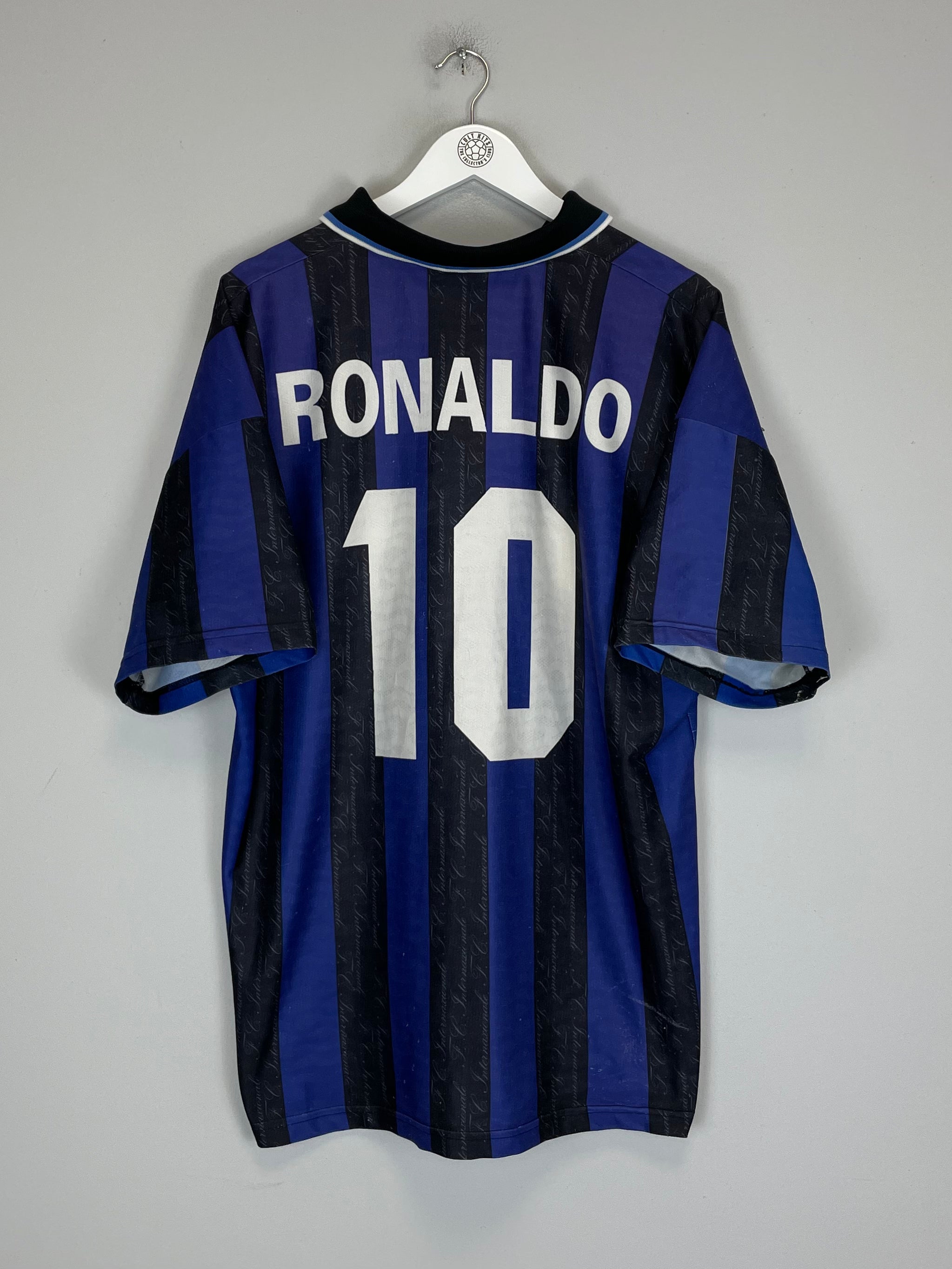 Shop 1997/98 INTER MILAN RONALDO #10 HOME SHIRT (XL) UMBRO, classic football shirts, vintage football shirts & retro soccer jerseys at Cult Kits