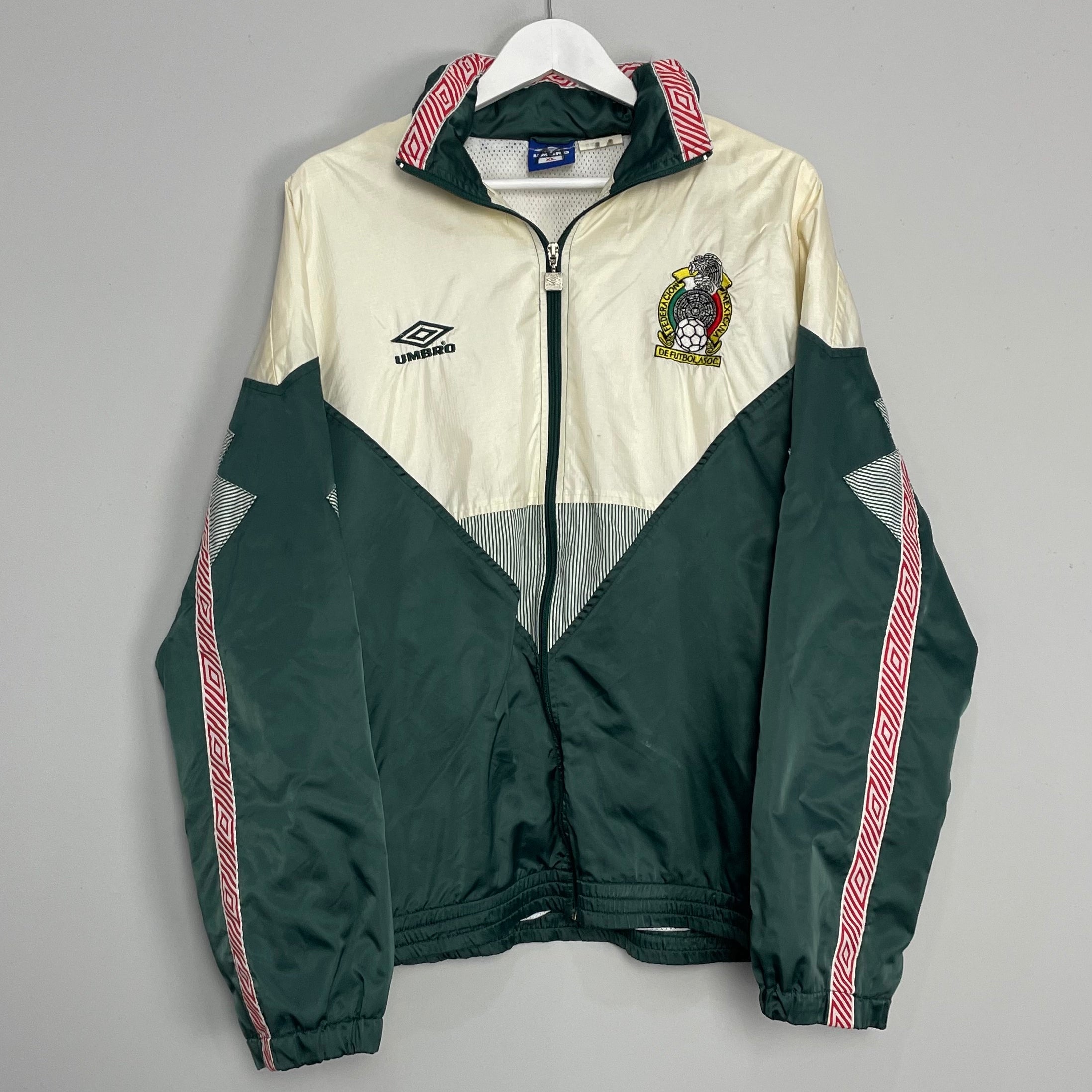 Shop 1993/94 MEXICO TRACK JACKET (XL) UMBRO, classic football shirts, vintage football shirts & retro soccer jerseys at Cult Kits