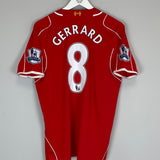 2014/15 LIVERPOOL GERRARD #8 HOME SHIRT (M) WARRIOR
