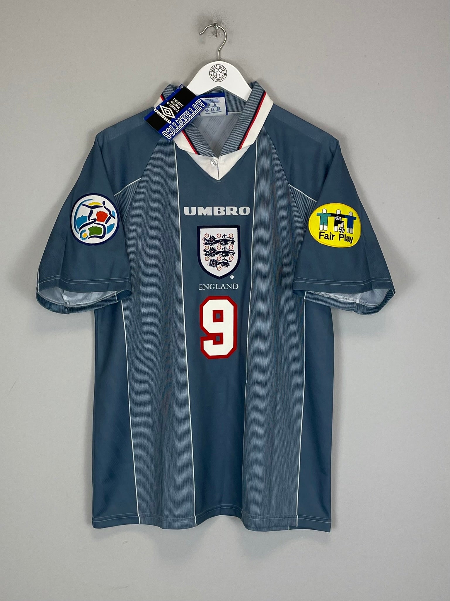 Shop 1996/97 ENGLAND SHEARER #9 *BNWT* AWAY SHIRT (L) UMBRO, classic football shirts, vintage football shirts & retro soccer jerseys at Cult Kits