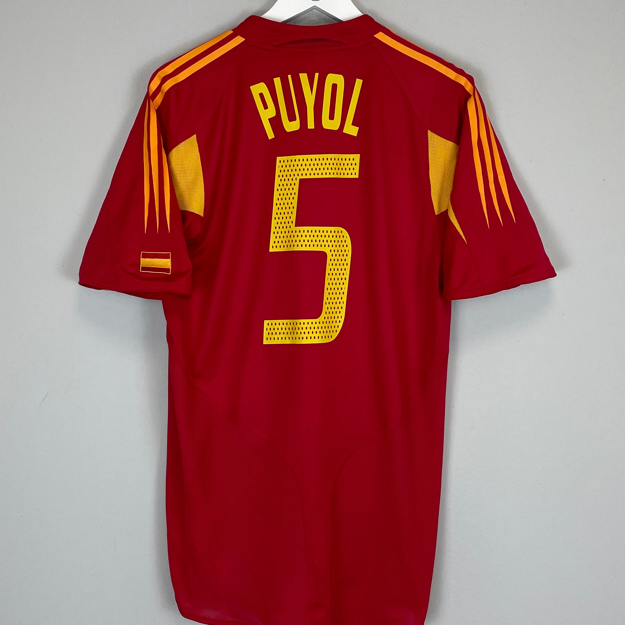 Shop 2004/06 SPAIN PUYOL #5 HOME SHIRT (M) ADIDAS, classic football shirts, vintage football shirts & retro soccer jerseys at Cult Kits