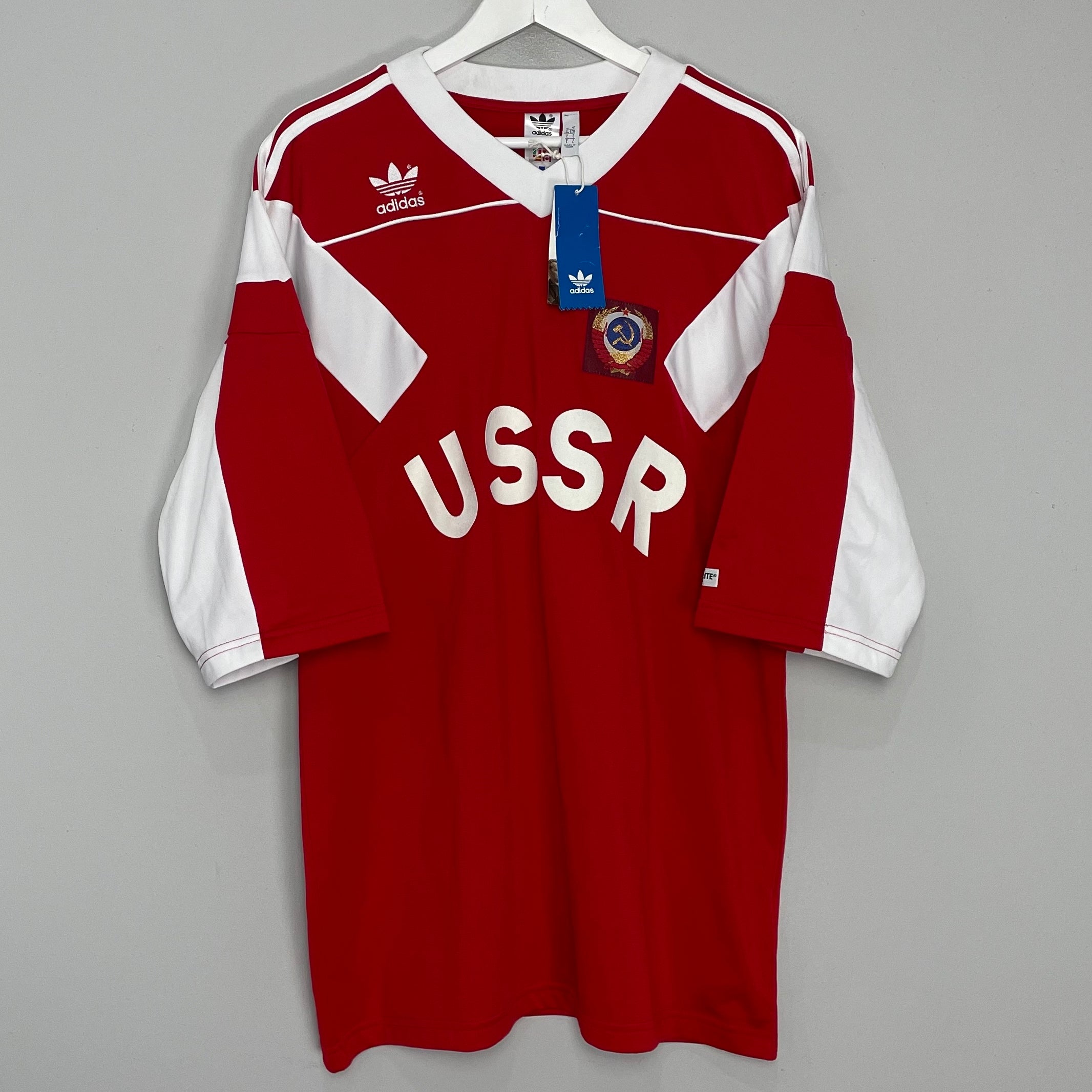 Shop 1990/91 SOVIET UNION *BNWT* ADIDAS ORIGINALS RE-ISSUE HOME SHIRT (L), classic football shirts, vintage football shirts & retro soccer jerseys at Cult Kits