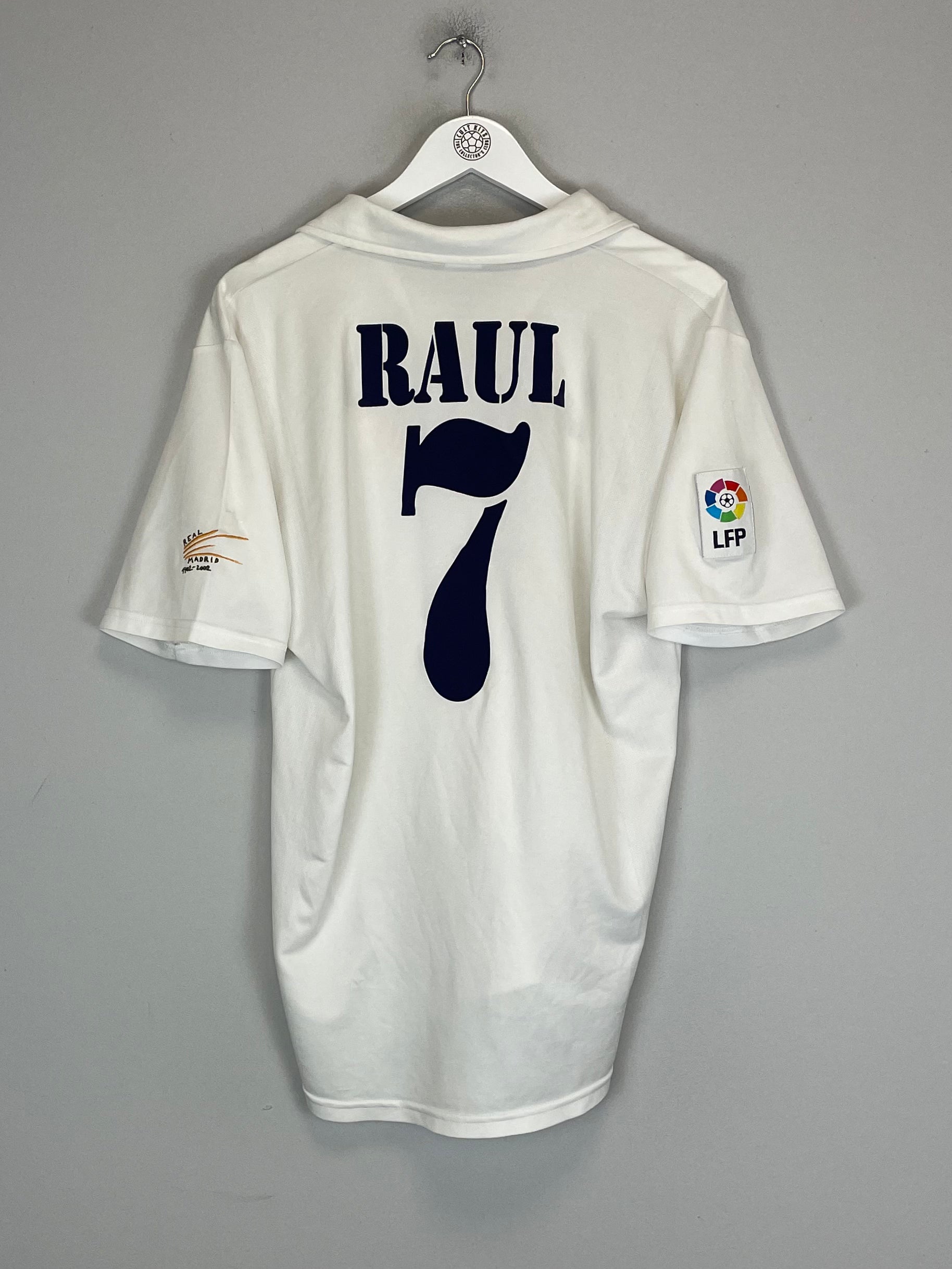 Shop 2001/02 REAL MADRID RAUL #7 *CENTENARY* HOME SHIRT (L) ADIDAS, classic football shirts, vintage football shirts & retro soccer jerseys at Cult Kits
