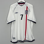 Shop 2001/03 ENGLAND BECKHAM #7 HOME SHIRT (XL) UMBRO, classic football shirts, vintage football shirts & retro soccer jerseys at Cult Kits