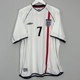 Shop 2001/03 ENGLAND BECKHAM #7 HOME SHIRT (XL) UMBRO, classic football shirts, vintage football shirts & retro soccer jerseys at Cult Kits
