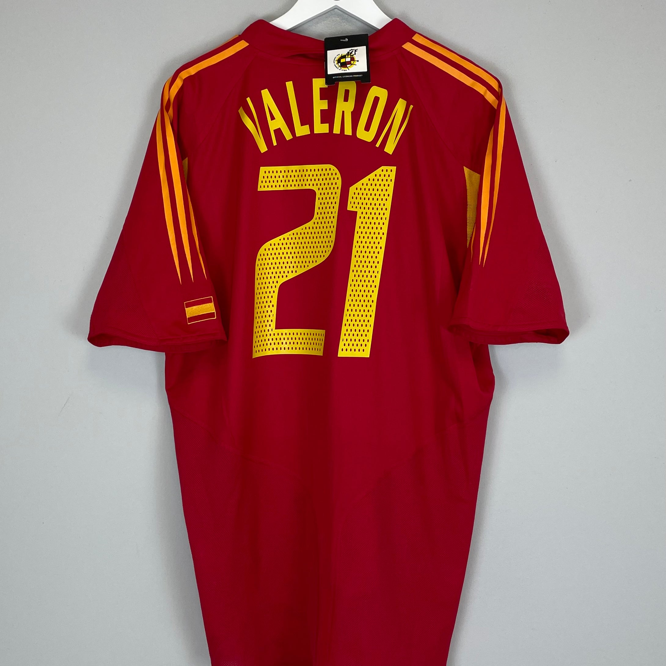 Shop 2004/06 SPAIN VALERON #21 *BNWT* HOME SHIRT (XL) ADIDAS, classic football shirts, vintage football shirts & retro soccer jerseys at Cult Kits