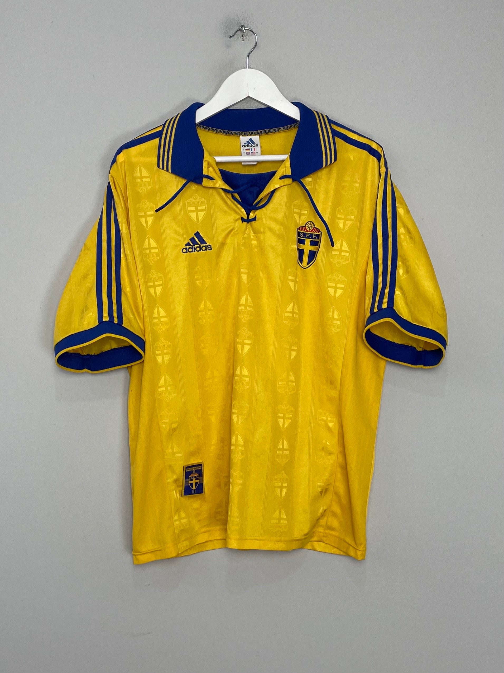 Shop 1998/99 SWEDEN HOME SHIRT (L) ADIDAS, classic football shirts, vintage football shirts & retro soccer jerseys at Cult Kits