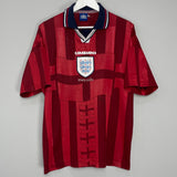 Shop 1997/99 ENGLAND AWAY SHIRT (XL) UMBRO, classic football shirts, vintage football shirts & retro soccer jerseys at Cult Kits