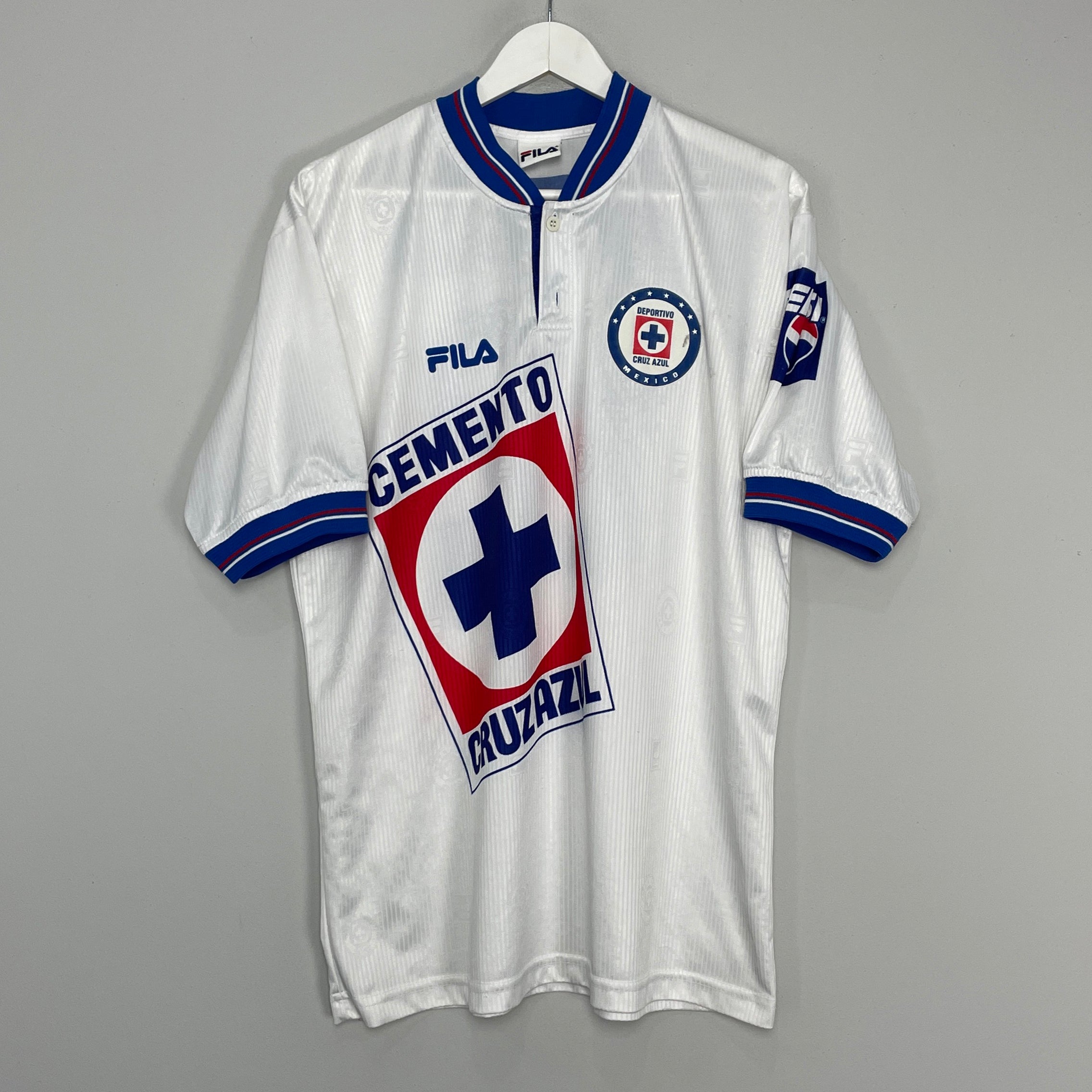 Shop 1999/00 CRUZ AZUL #12 HOME AWAY SHIRT (L) FILA, classic football shirts, vintage football shirts & retro soccer jerseys at Cult Kits